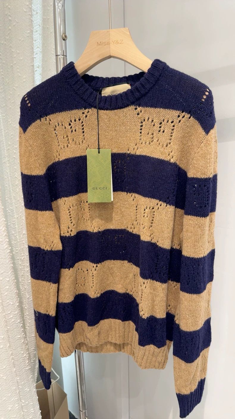 Gucci Gucci Striped hollow gg wool sweater 2501-Nextarrow Size US L / EU 52-54 / 3 - 1 Thumbnail