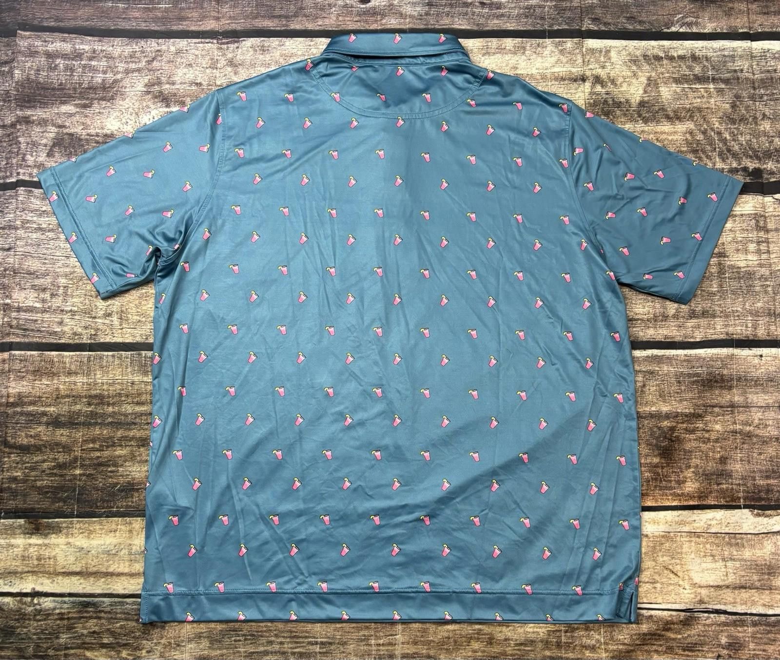 Other Deolax Polo Shirt Mens 2XL Pink Lemonade Print Golf Stretch Size US XXL / EU 58 / 5 - 3 Thumbnail