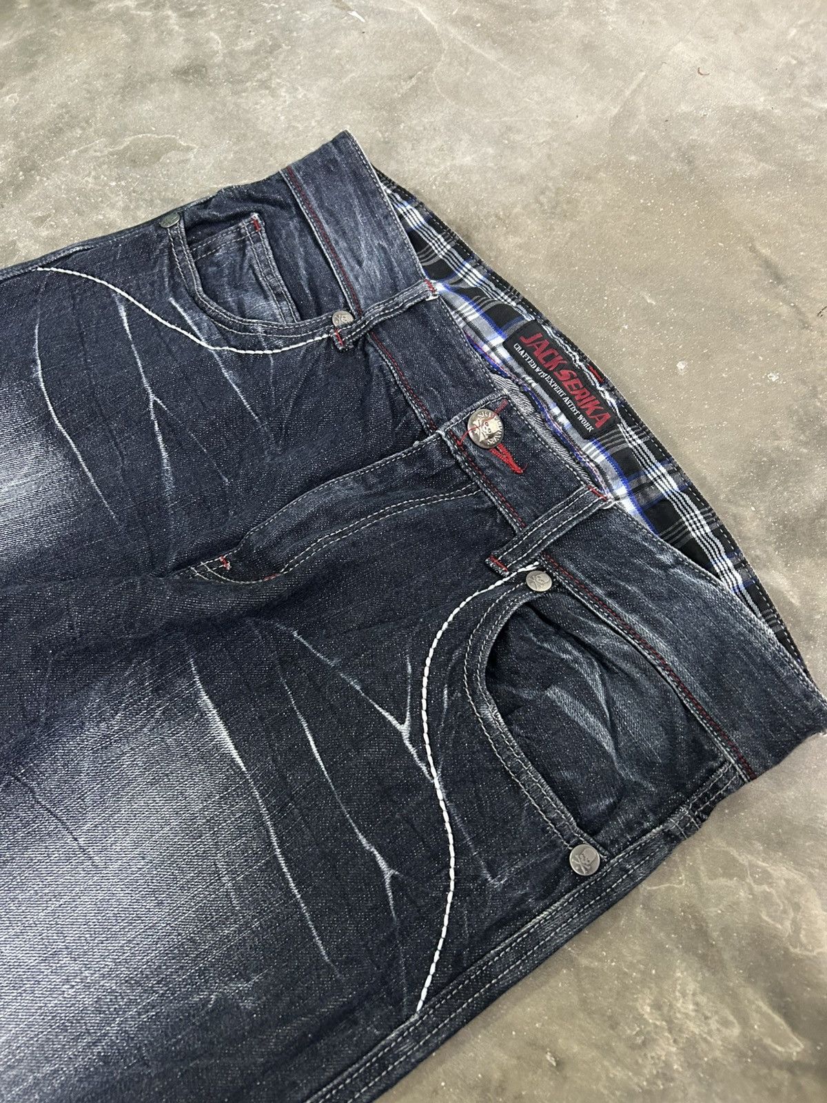 Japanese Brand Jack Serika Japanese Grunge Cracked Washed Crazy Streak Fade Size US 34 / EU 50 - 11 Thumbnail