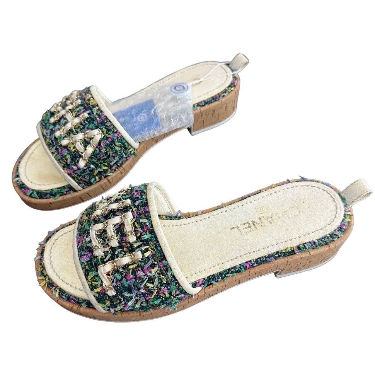 Chanel Chanel Tweed Logo Slides Size 38 Size US 8 / IT 38 - 1 Thumbnail