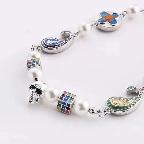 Handmade × Jewelry × Vintage Cross Wild Round Bead Skull Necklace Size ONE SIZE - 2 Thumbnail