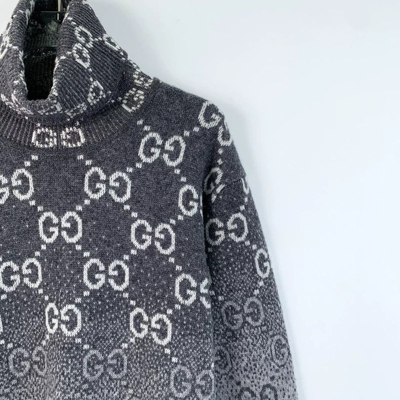 Gucci Gucci Gray logo jacquart full-print turtleneck long-sleeved Size US M / EU 48-50 / 2 - 3 Thumbnail