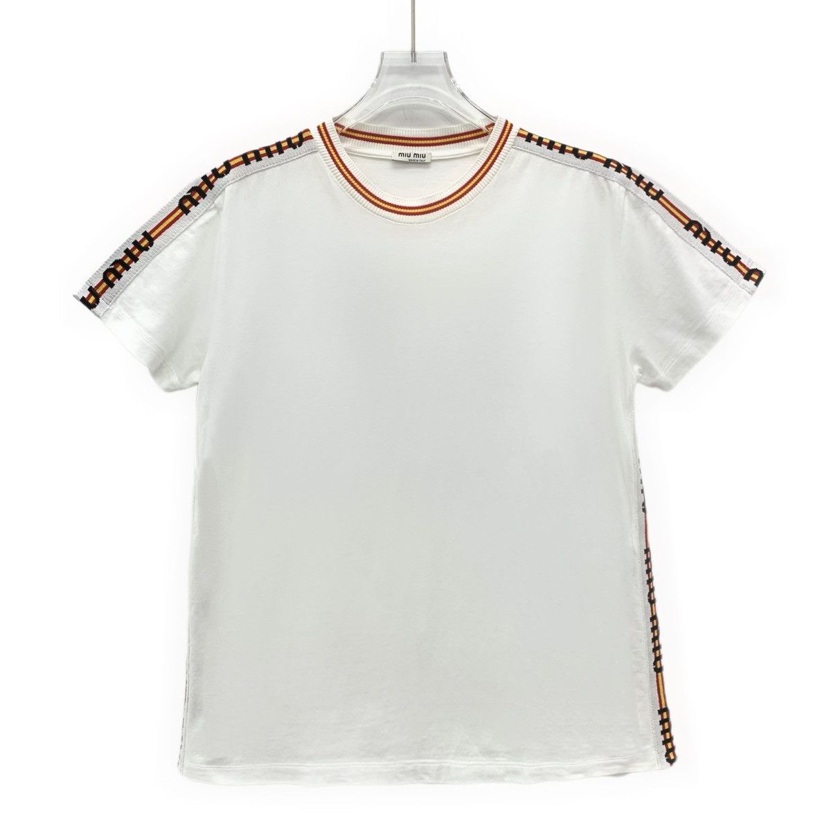 Miu Miu Miu Miu Arm Stripe Letter Print Short Sleeve T-shirt K26WX Size M / US 6-8 / IT 42-44 - 1 Thumbnail