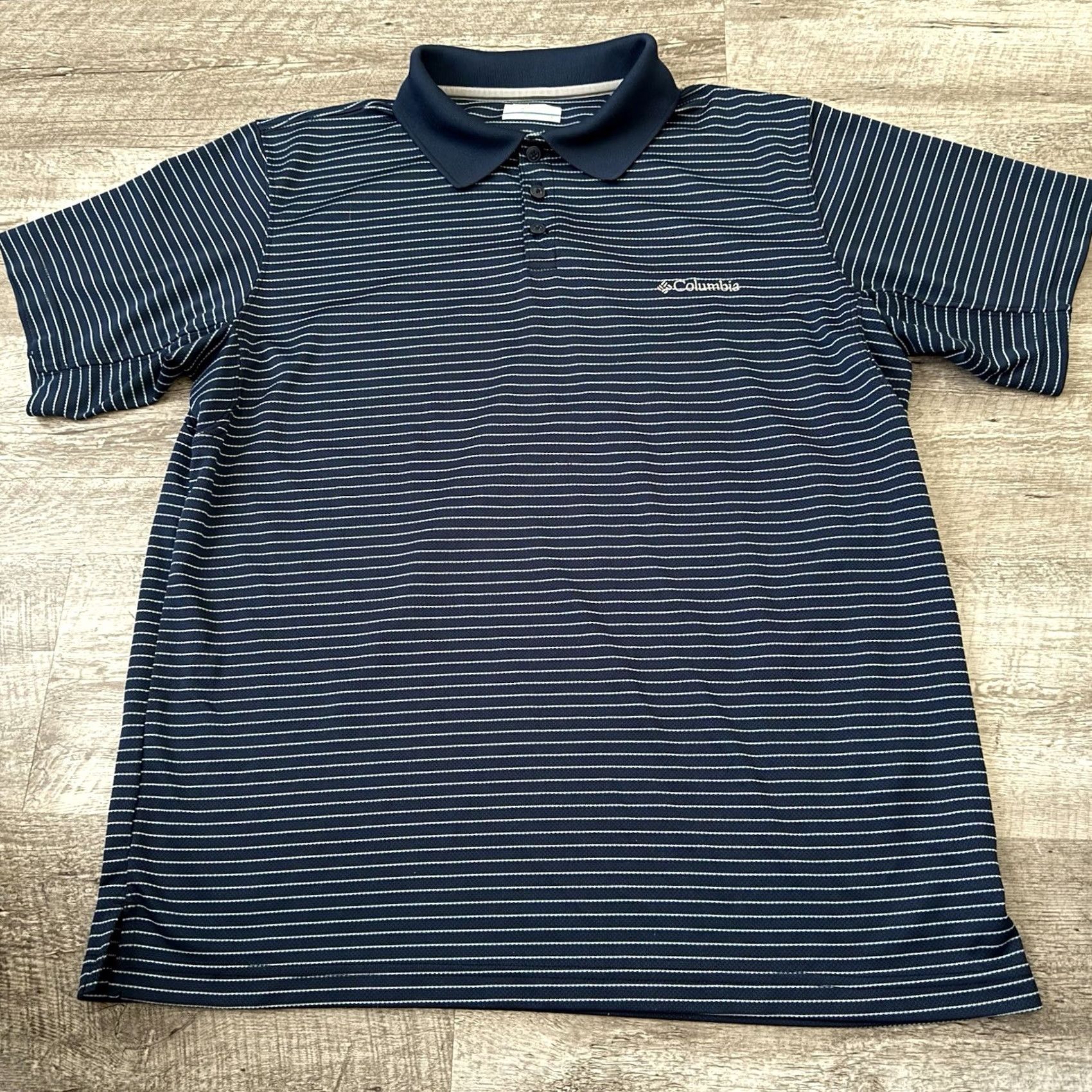 Vintage Columbia Shirt Mens Large Blue Striped Short Sleeve Pullover Polo Size US L / EU 52-54 / 3 - 3 Thumbnail