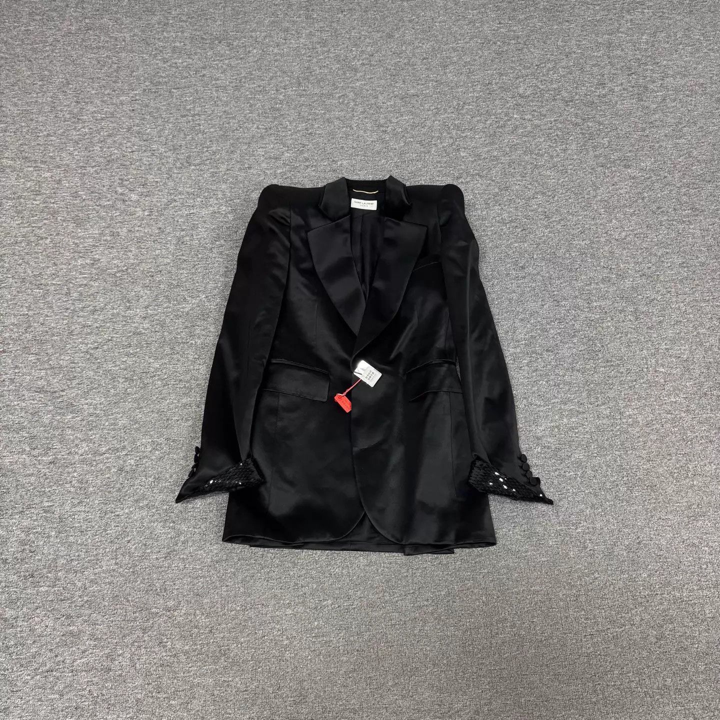 Saint Laurent Paris Saint Laurent SLP Black Satin Cuff Sequins Blazer Size XS / US 0-2 / IT 36-38 - 1 Thumbnail