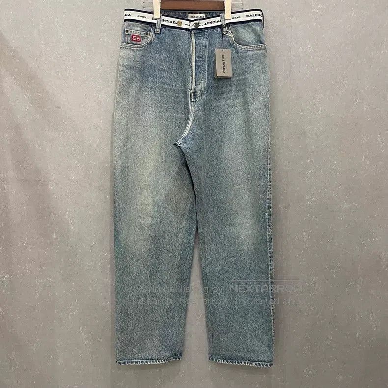 Balenciaga Balenciaga size M Water-Washed Belt Wide Leg Denim Pants Size US 27 - 4 Thumbnail