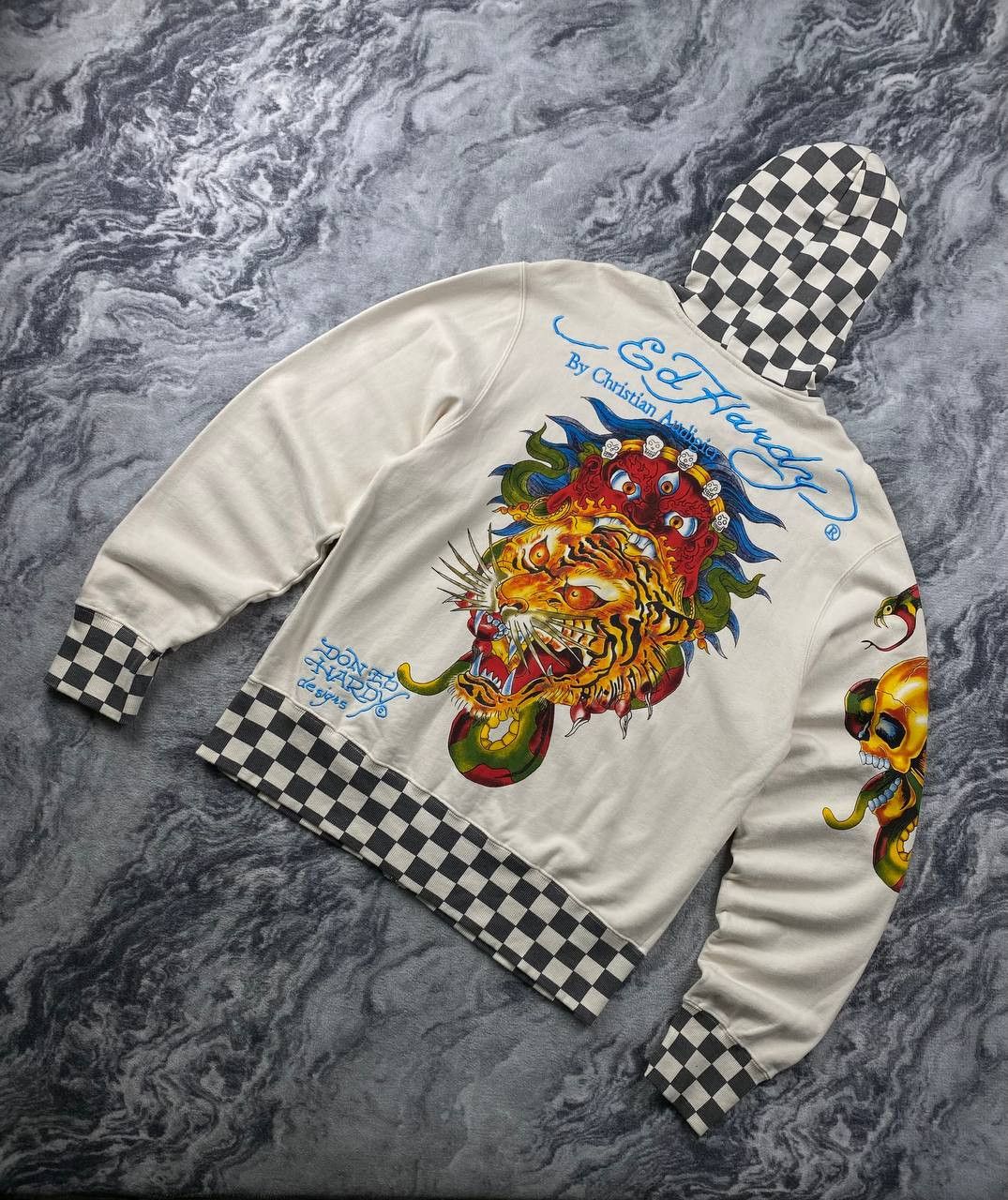 Ed Hardy × Urban Outfitters Ecru Tiger Zip-Through Hoodie | Grailed