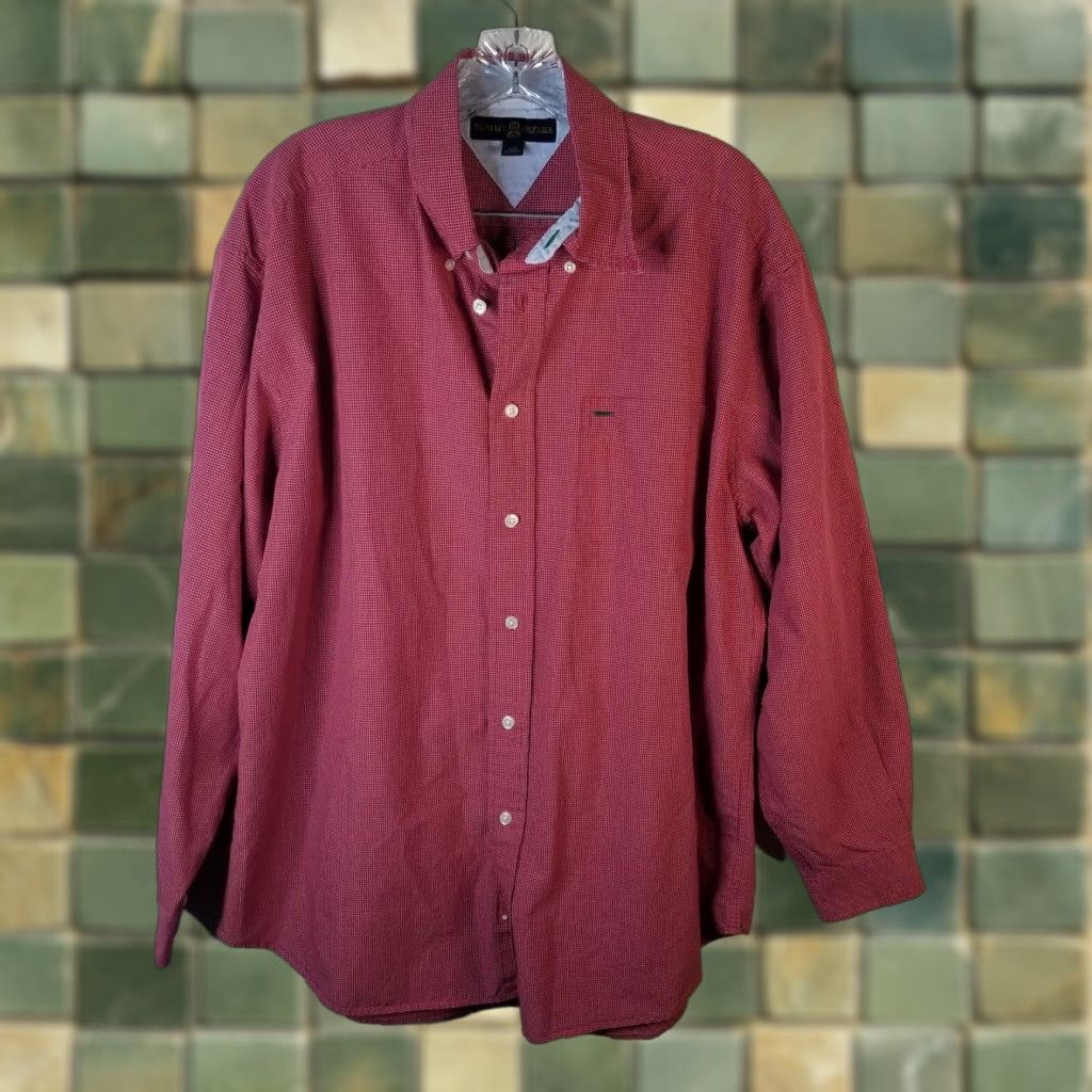 Tommy Hilfiger Tommy Hilfiger Shirt Mens Red Long Sleeve Button-Up Dress Shirt Size L Size 42R - 1 Thumbnail