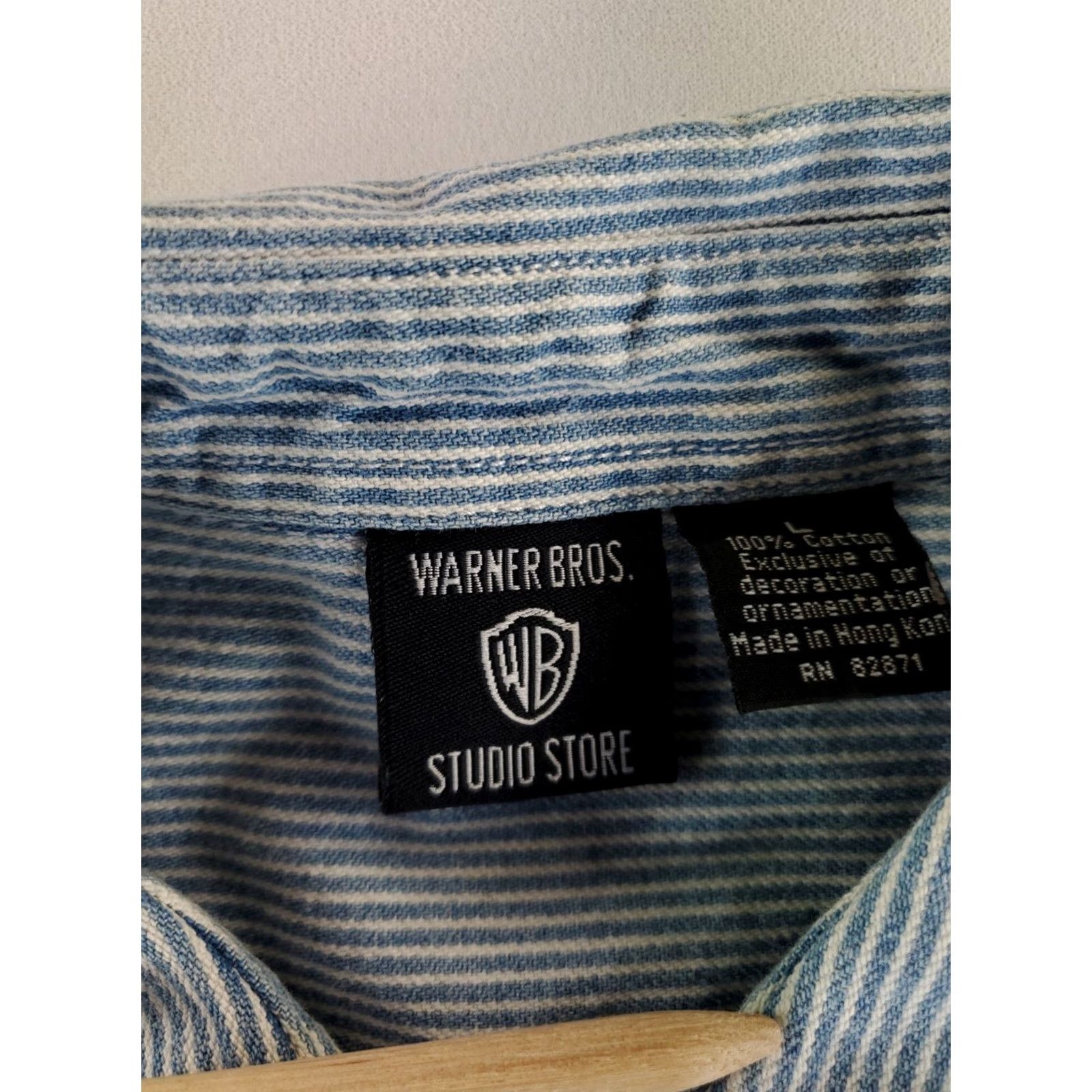 Vintage Looney Tunes Warner Bros Button Down Denim Shirt Striped Embroidered Mens L Blue Shirt Mens L Denim Shirt Size US L / EU 52-54 / 3 - 4 Thumbnail