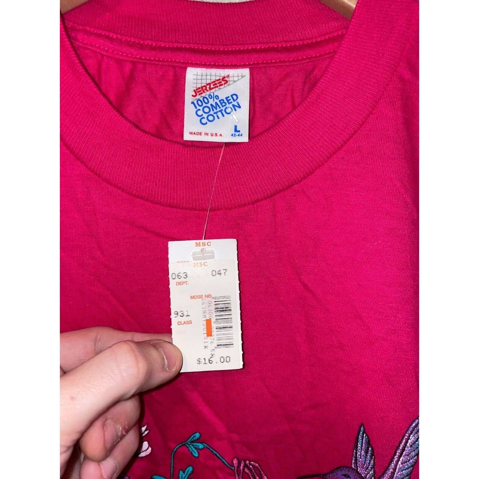 Jerzees Vintage Montana Garden Shirt Pink Graphic Tee VTG 90s Large Size US L / EU 52-54 / 3 - 7 Thumbnail
