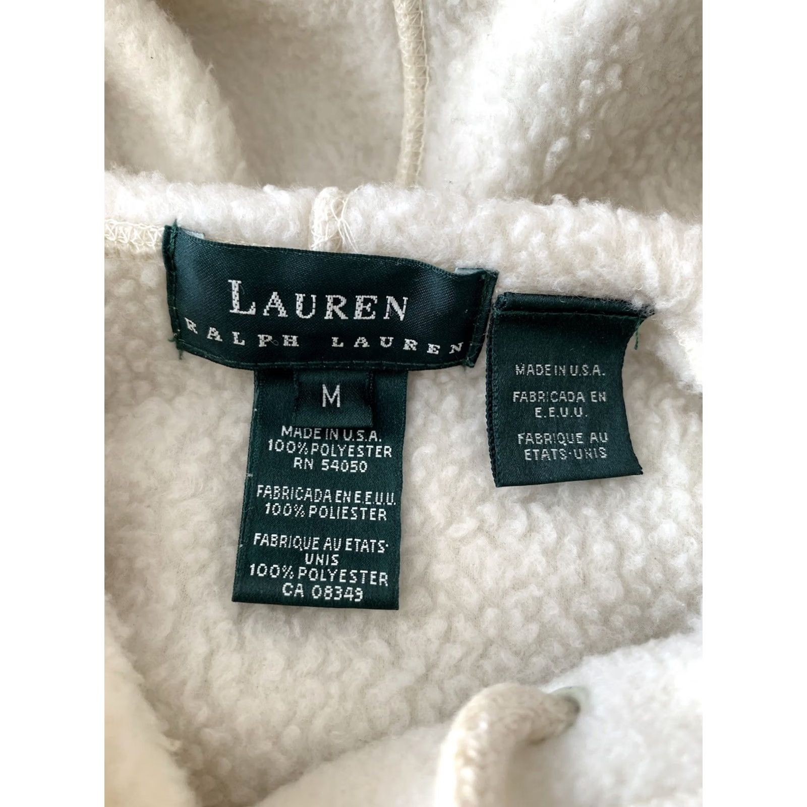 Ralph Lauren VINTAGE Ralph Lauren Pile Fleece Hoodie Pullover Size M Ivory Logo Embroidered Men Hoodie 90s USA Size US M / EU 48-50 / 2 - 4 Thumbnail