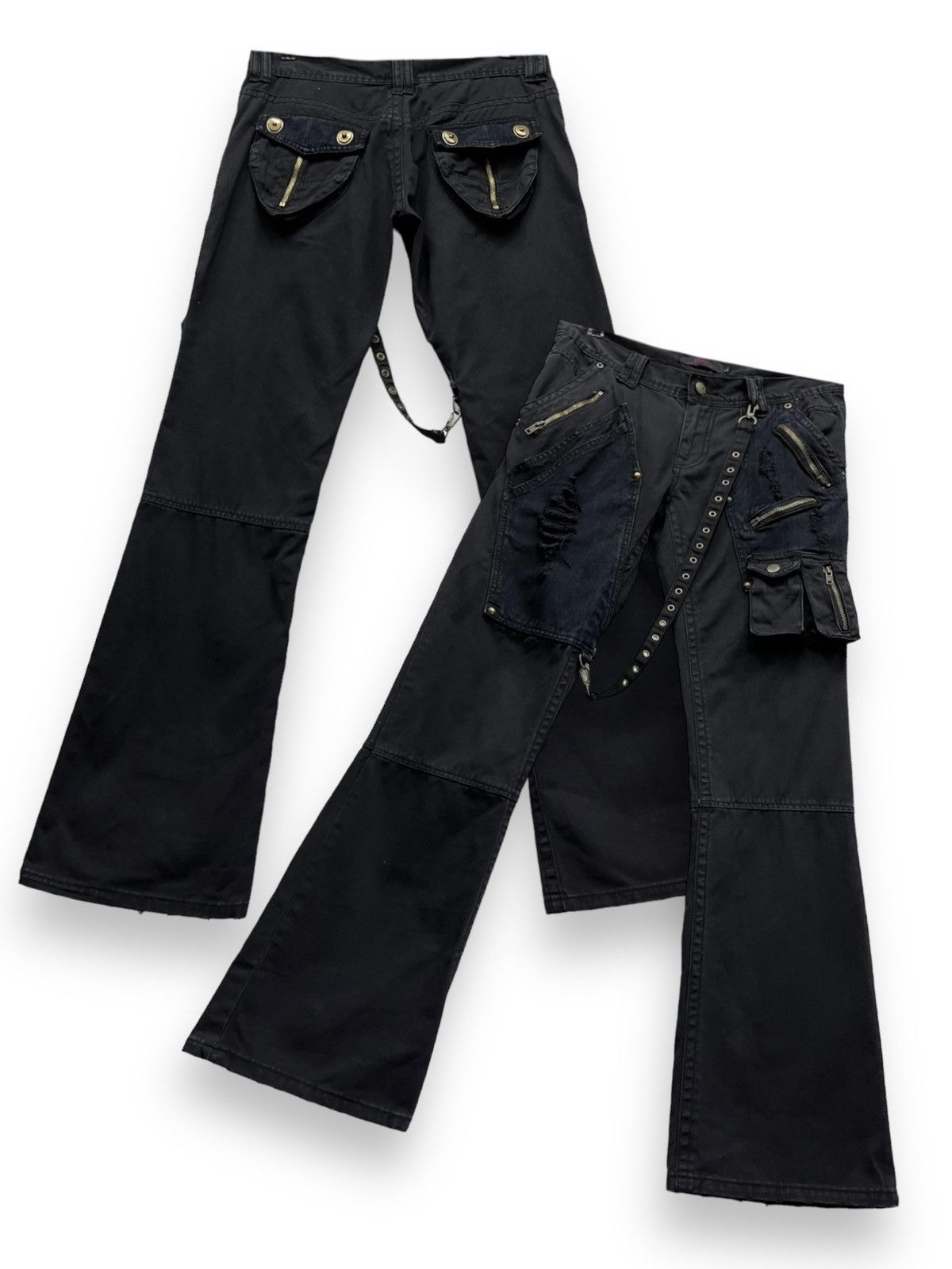 Image of Kmrii x Le Grande Bleu L G B Midas Seditionaries Punk Bondage Multipocket Flare Pants in Black (Siz