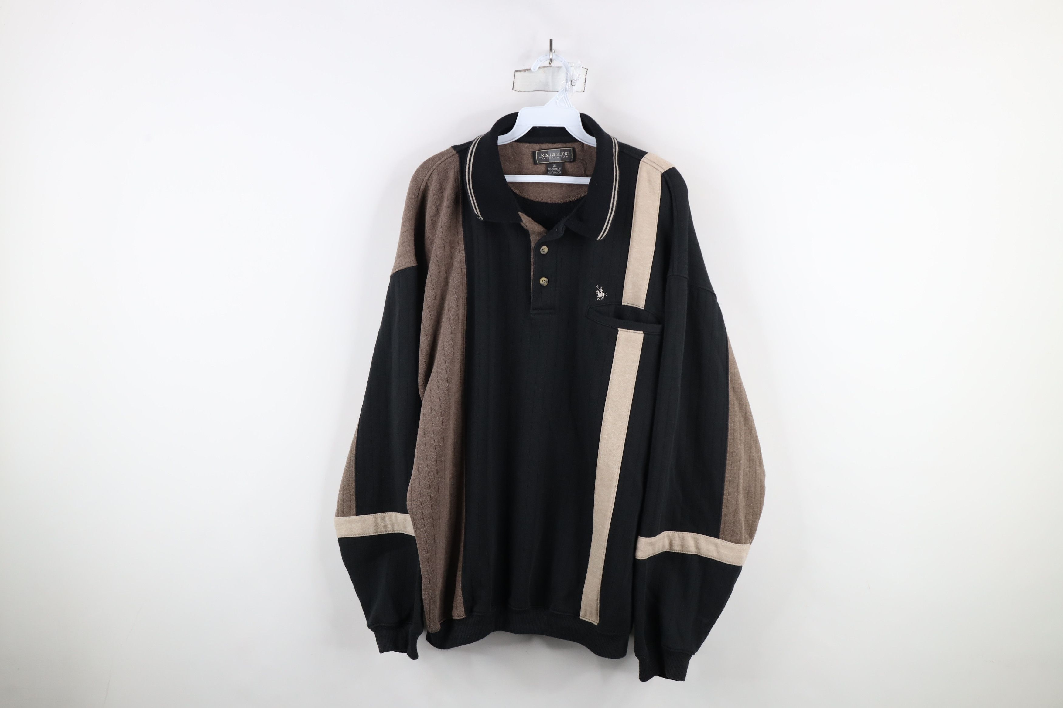 Vintage Vintage 90s Streetwear Block Collared Pullover Sweatshirt Size US XL / EU 56 / 4 - 1 Thumbnail