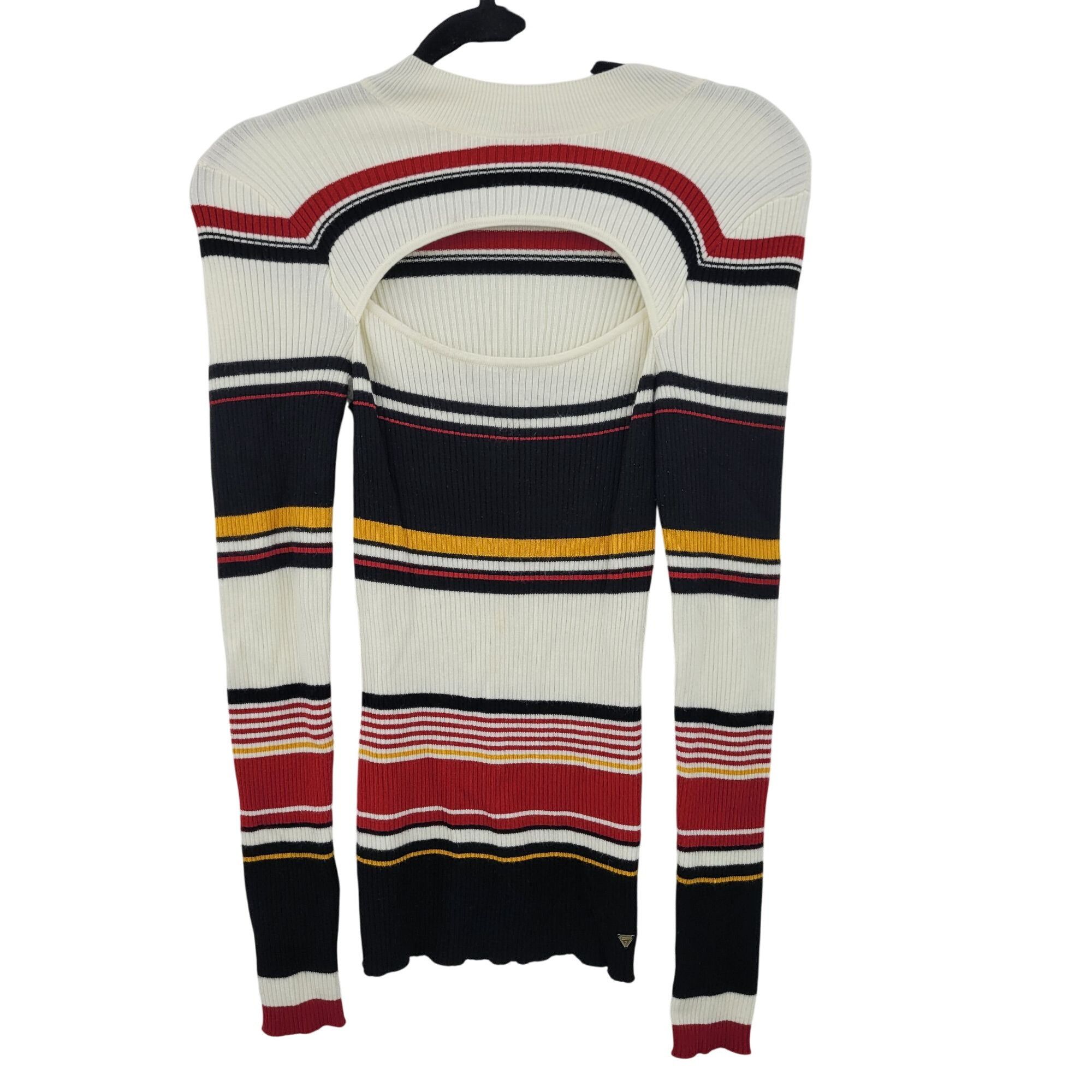 Guess Vtg 90s Guess Womens White Striped Ribbed Knit Sweater Sz M Size M / US 6-8 / IT 42-44 - 8 Thumbnail