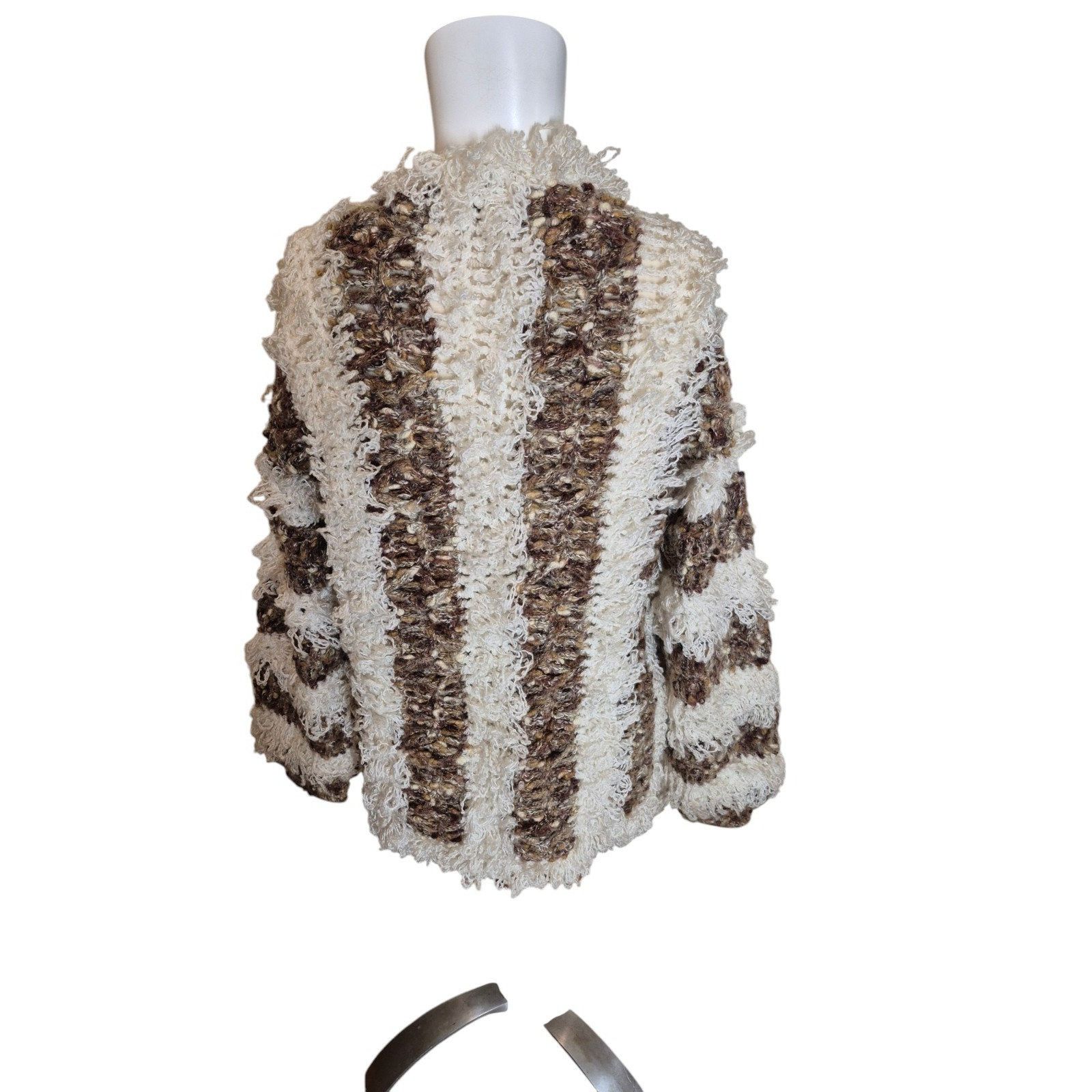 Vintage Vintage Boho 70s Fringe Coatigan Oversized Cardigan Sweater Size S / US 4 / IT 40 - 3 Thumbnail