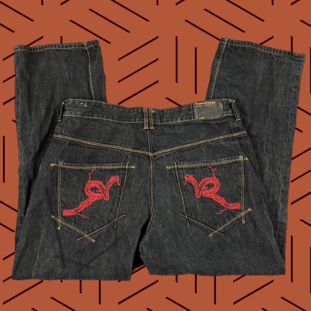 Rocawear VINTAGE ROCAWEAR Jeans Mens 40 x 32 Gray Denim Grunge Cyber Punk Emo Skater Wide Leg Y2K Retro Mens Size US 40 / EU 56 - 1 Thumbnail