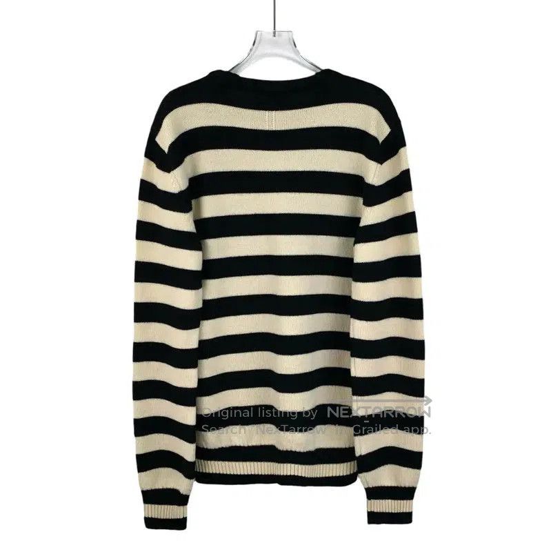 Yves Saint Laurent YSL Striped Wool Knit Sweater for Women . Size L / US 10 / IT 46 - 2 Thumbnail