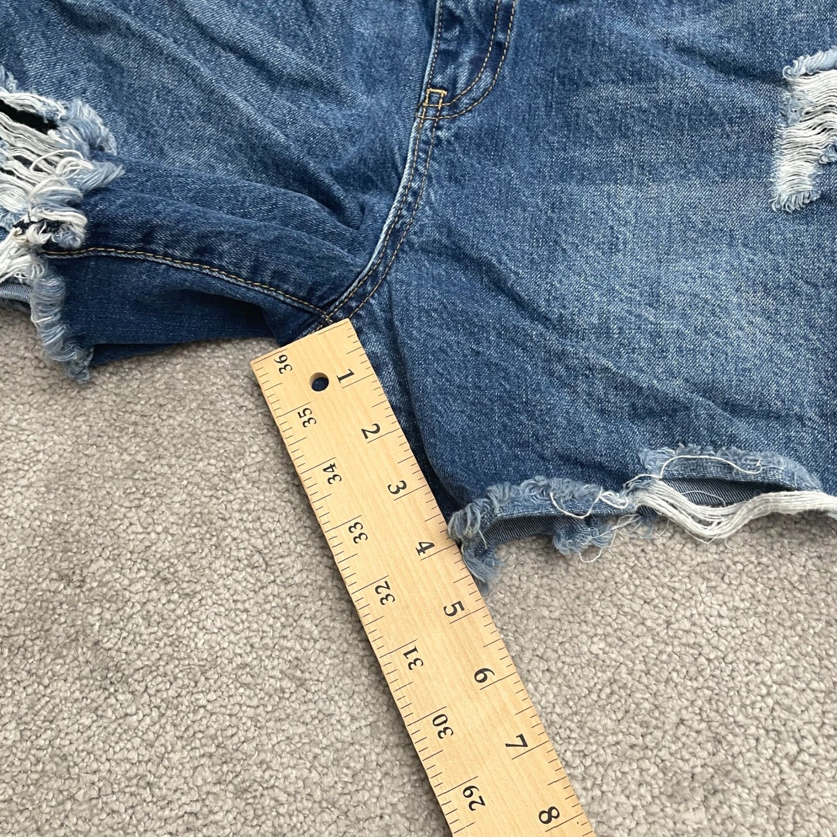 Fashion Nova FASHION NOVA Distressed Cut Off Denim Shorts Juniors 13 Blue High Rise Casual Women Size 34" / US 12 / IT 48 - 7 Thumbnail