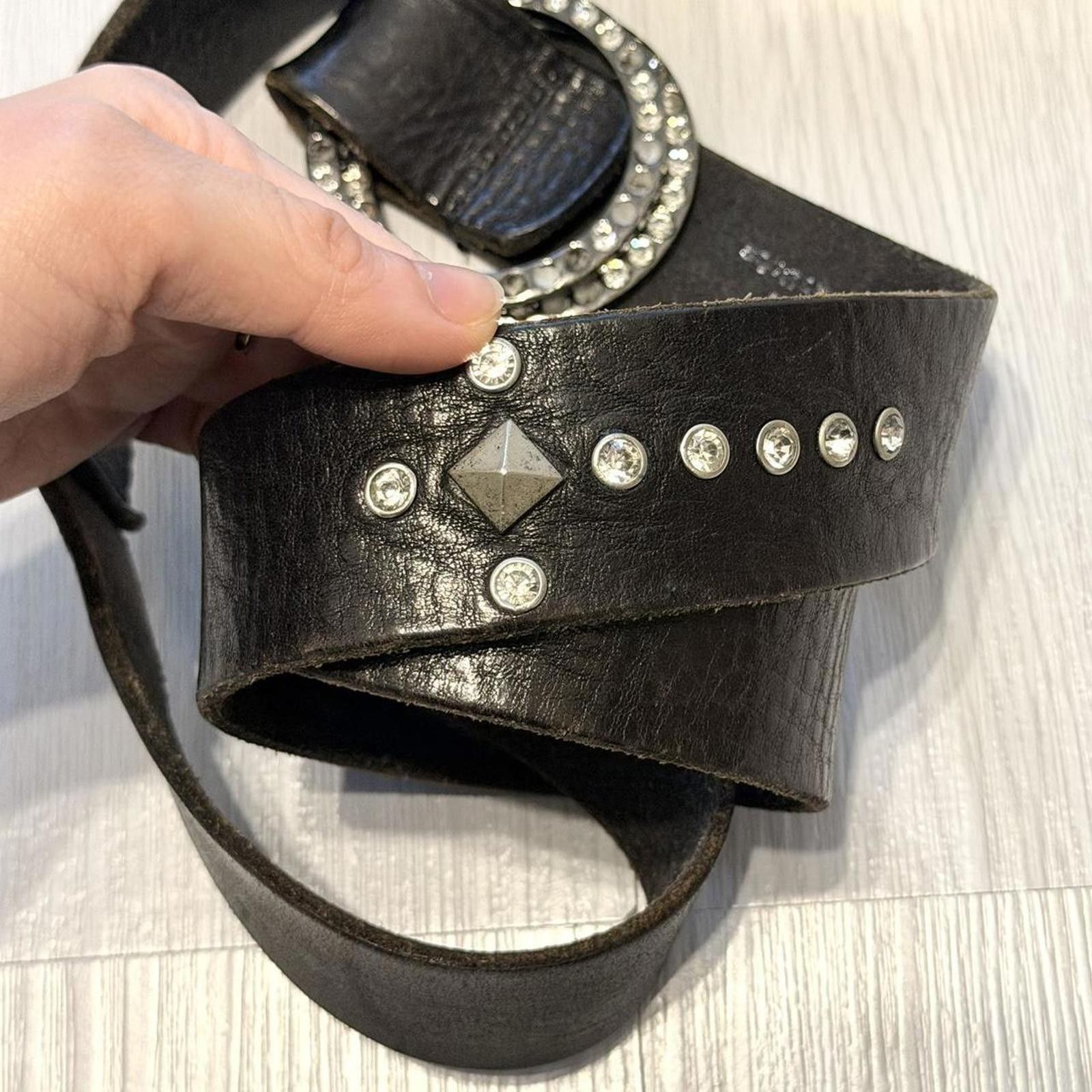 Other Genuine leather 2000s y2k rhinestone biker style belt Size ONE SIZE - 5 Thumbnail