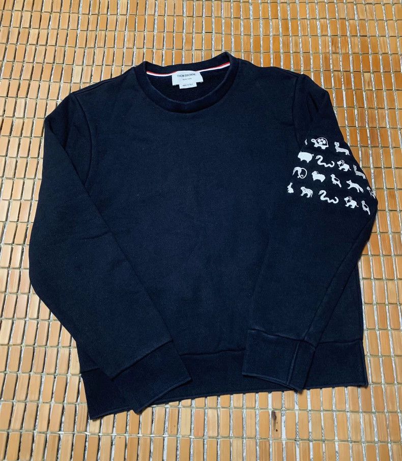 Thom Browne Small animal embroidered hoodie