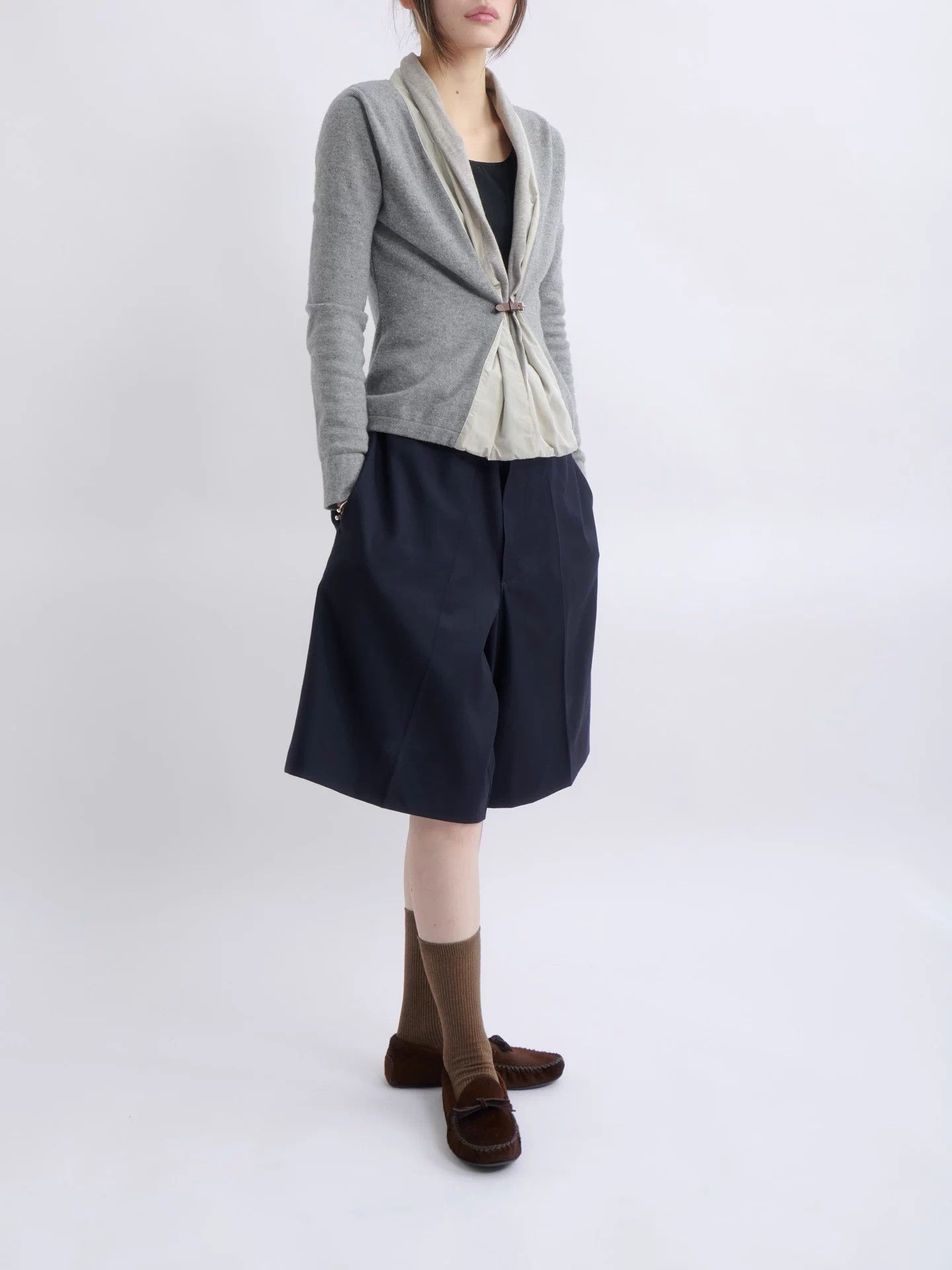 Fabiana Filippi Fabiana Filippi Gray Paneled Wool Knit Cardigan Size XS / US 0-2 / IT 36-38 - 6 Thumbnail