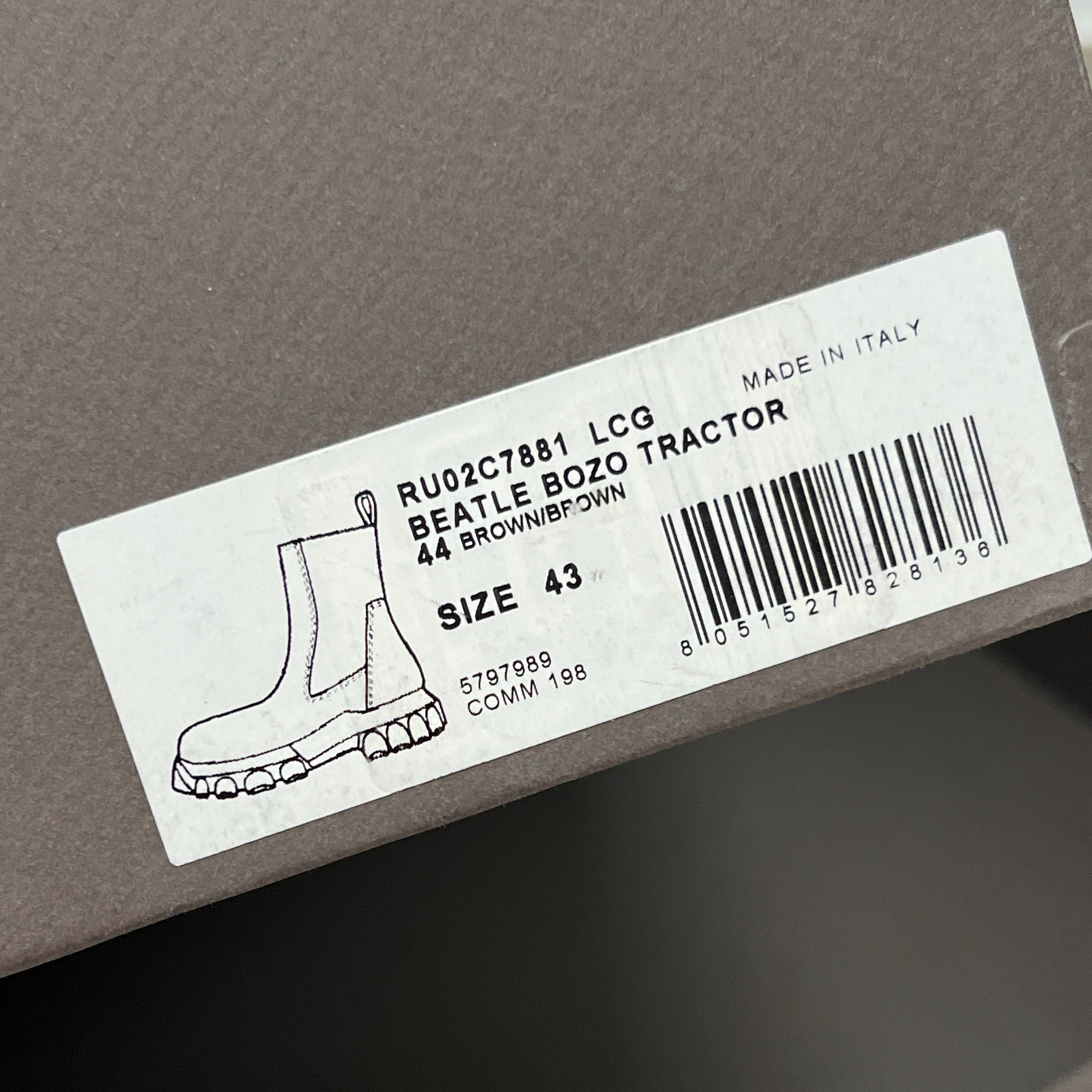 Rick Owens Rick Owens 23FW BEATLE BOZO TRACTOR BROWN Size US 10 / EU 43 - 6 Thumbnail