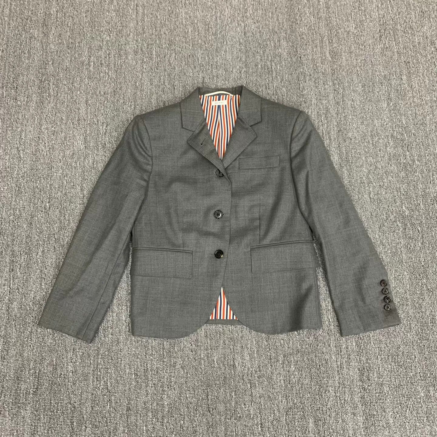 Thom Browne THOM BROWNE gray wool-silk suit jacket 40 98 New Size S / US 4 / IT 40 - 1 Thumbnail