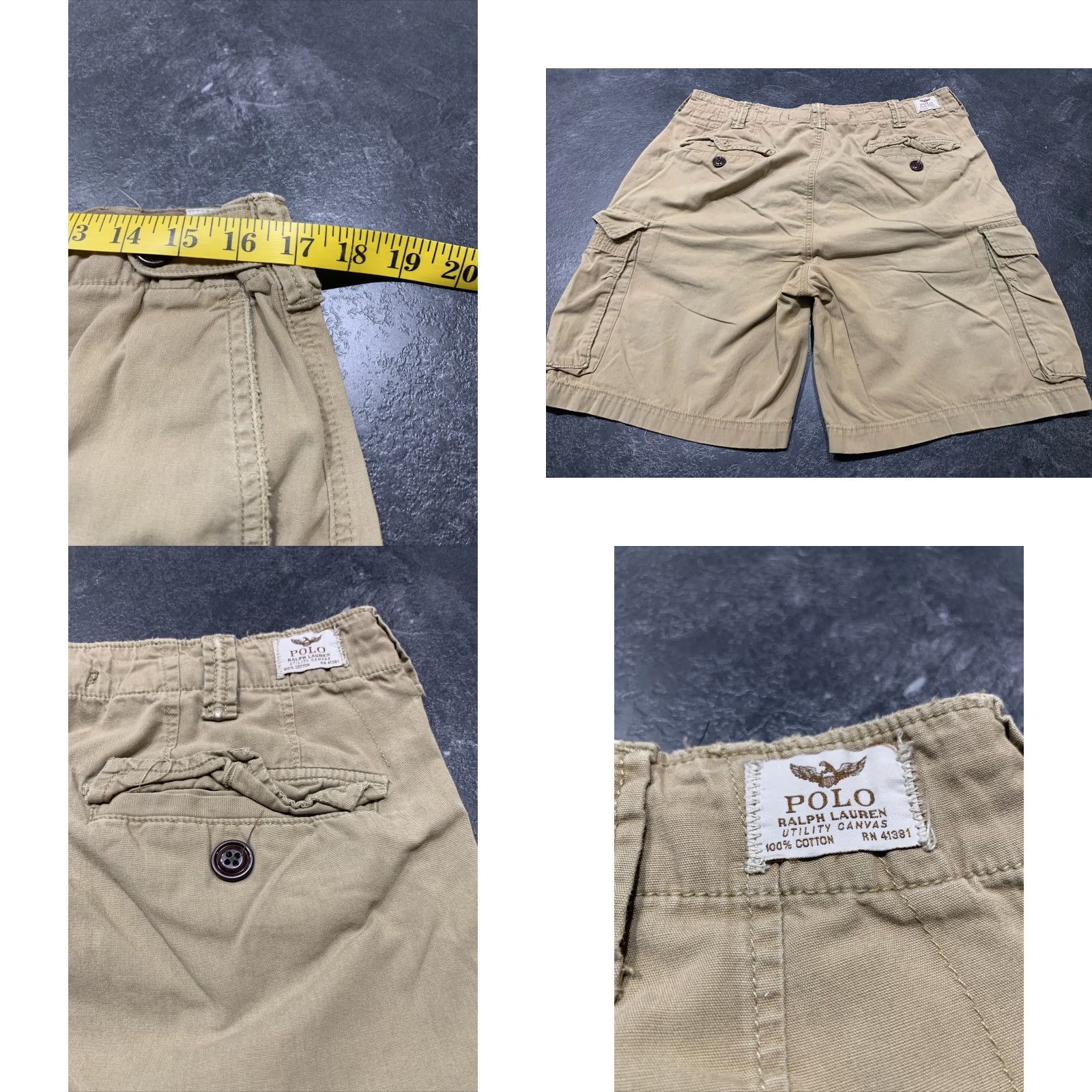 Ralph Lauren VINTAGE Ralph Lauren Polo Jeans Company Mens Cargo Shorts Khaki Beige 34 Casual Travel Summer Mens Size US S / EU 44-46 / 1 - 8 Thumbnail