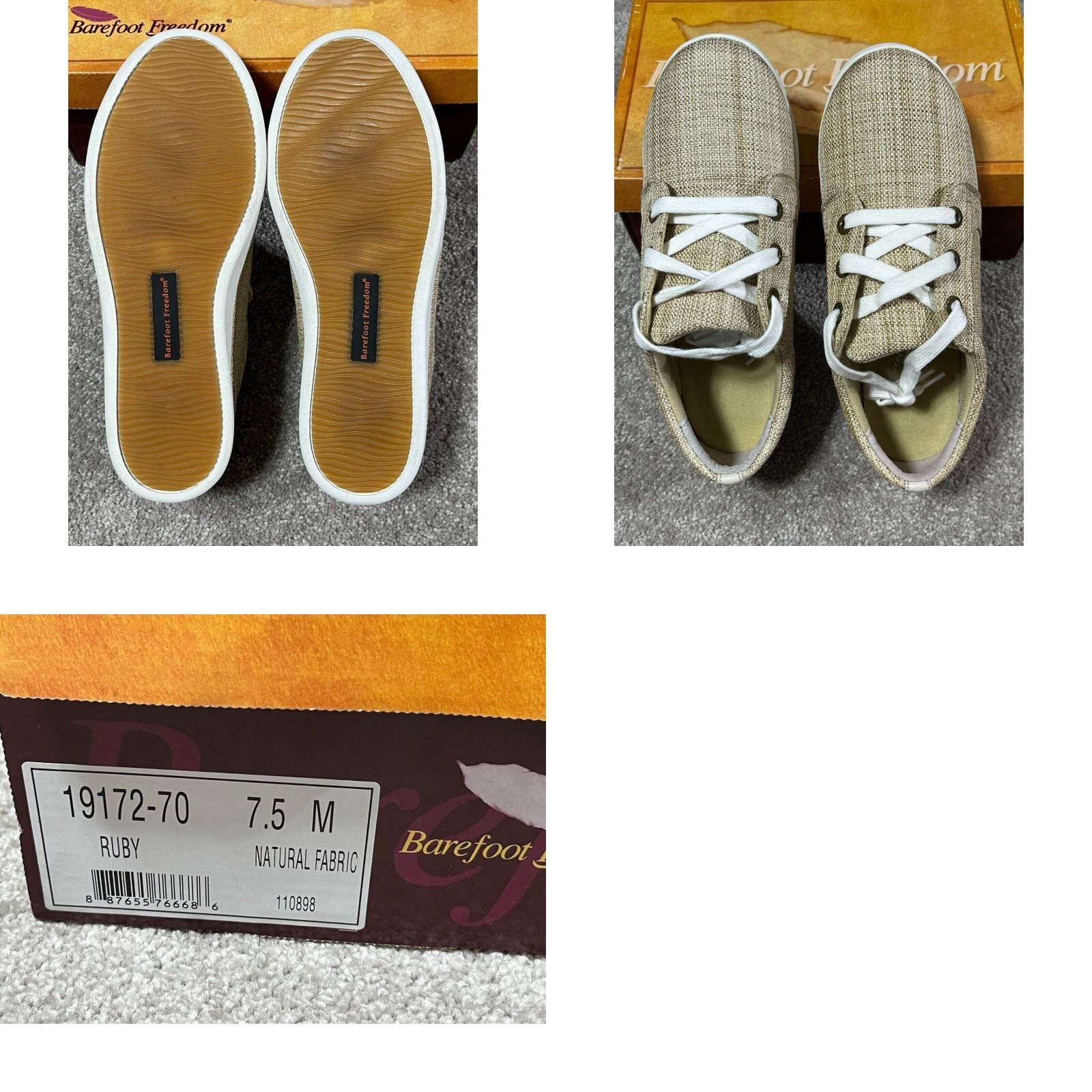 Drew Barefoot Freedom by Drew Womens Sneakers 7.5 Comfort Diabetic Orthopedic Beige Casual Lace Up Low Top M Womens Shoes Size US 8 / IT 38 - 8 Thumbnail