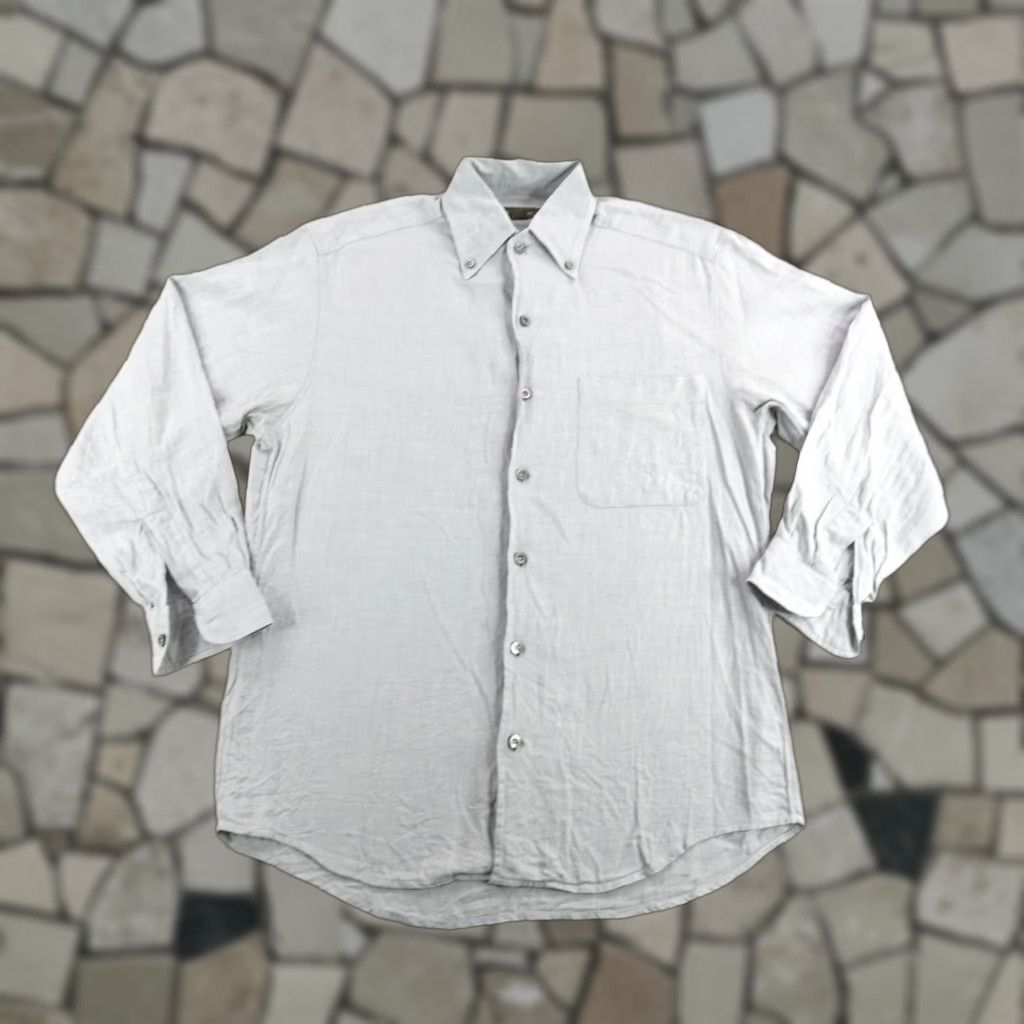 Ermenegildo Zegna VINTAGE Ermenegildo Zegna Dress Shirt Mens Small Long Sleeve Gray Cotton Button-Down Business Casual Italy Size US S / EU 44-46 / 1 - 1 Thumbnail