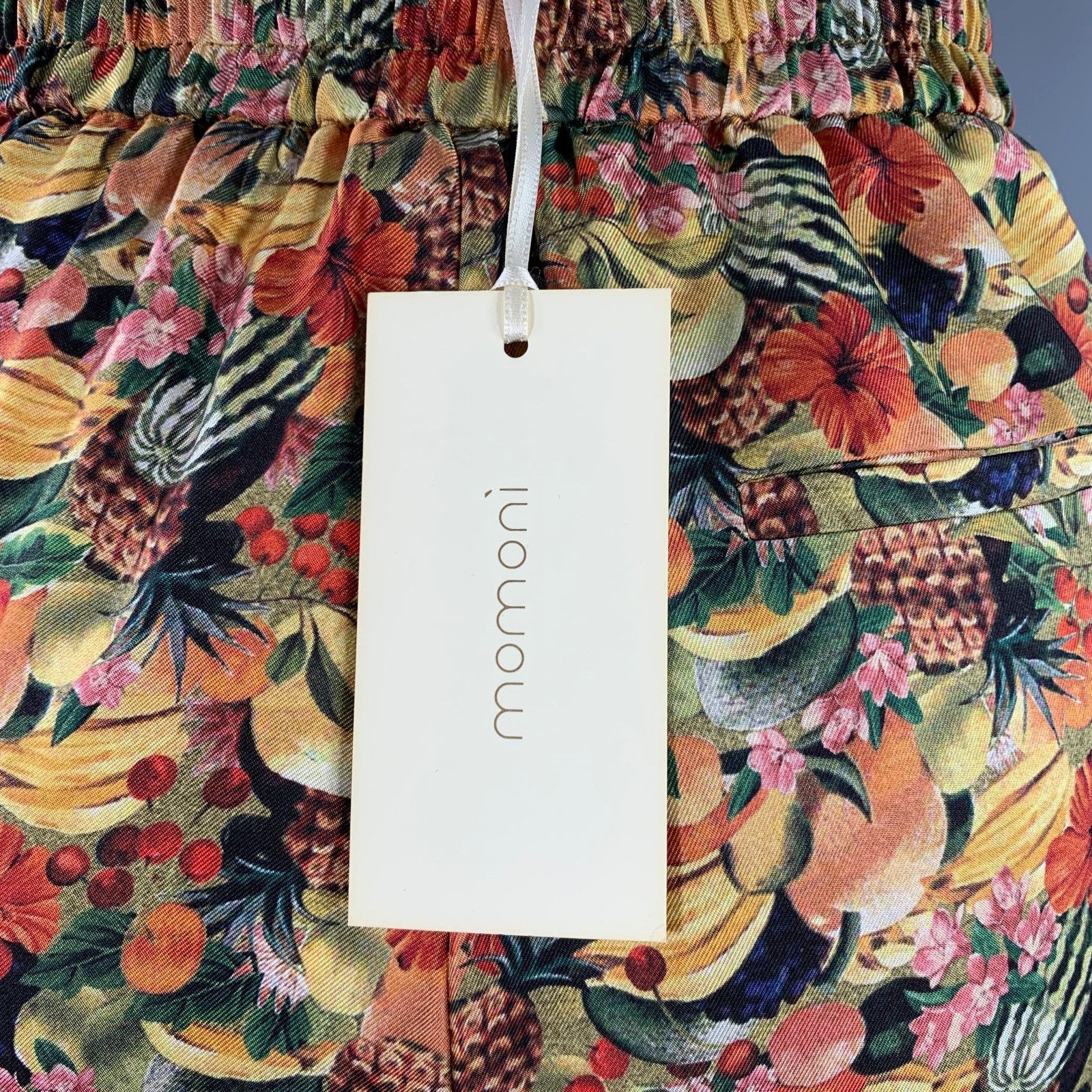 Other MOMONI Multi Color Silk Fruits Elastic Waistband Pants Size 30" / US 8 / IT 44 - 4 Thumbnail
