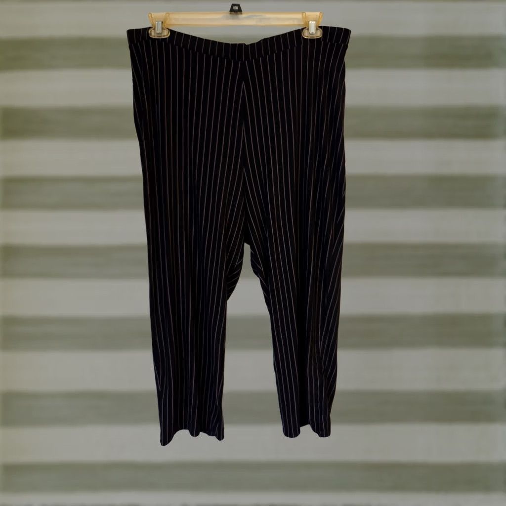Vintage Studio 1940 Black Pink Pinstripe Pants Trousers 22/24 Plus Dress Pants Elastic Waist Women Gapless Size 40" / US 18 - 1 Thumbnail