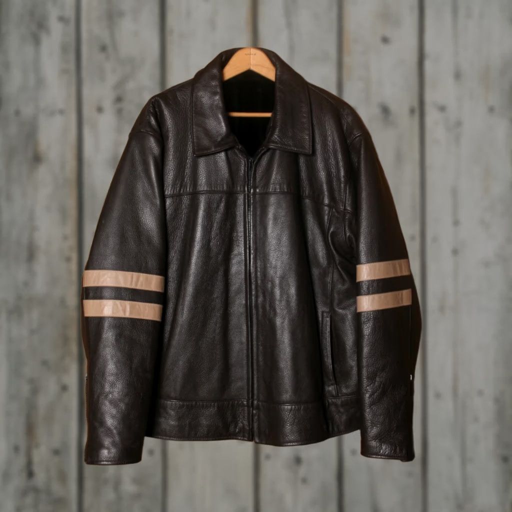 Vintage VINTAGE Leather Jacket Mens XL Brown Faux Fur Lining Zip Biker Style Unknown Brand Size US XL / EU 56 / 4 - 1 Thumbnail