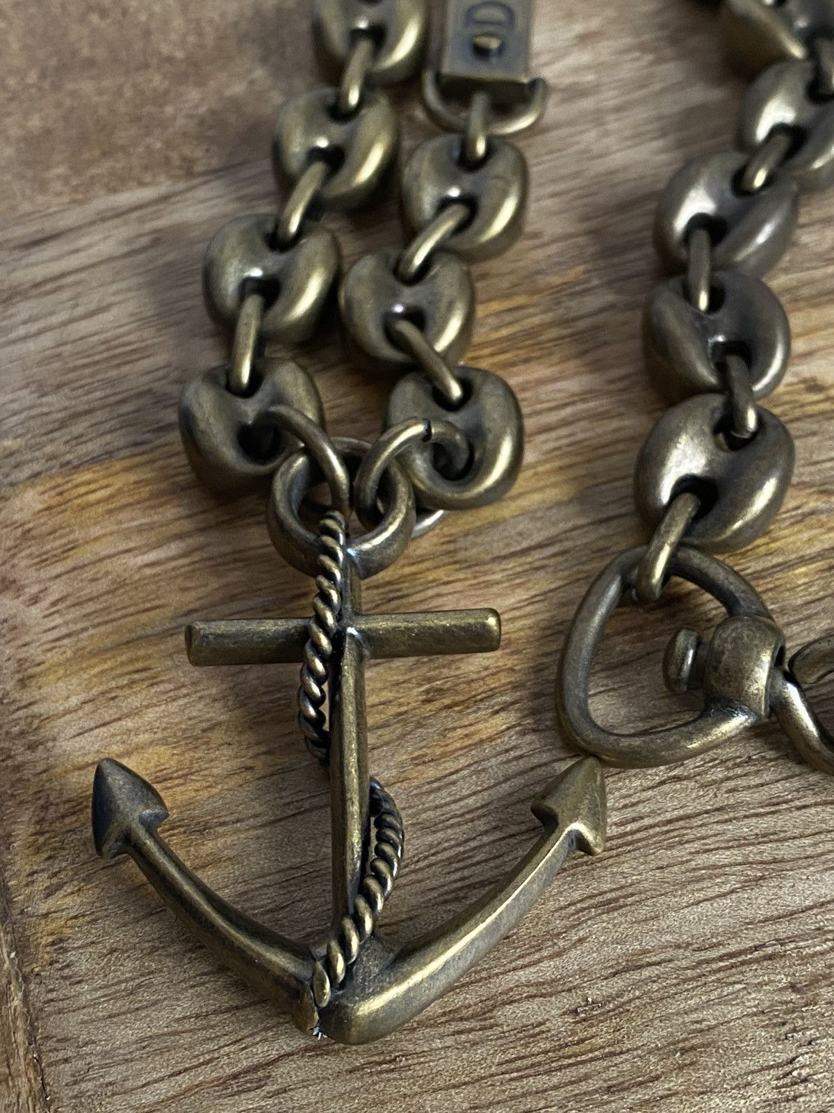 Dolce Gabbana Anchor necklace heavy chain antique gold