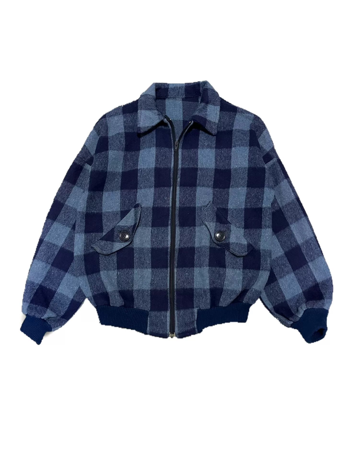 Vintage 80s Vintage Blue Plaid Wool Jacket Size US M / EU 48-50 / 2 - 1 Thumbnail
