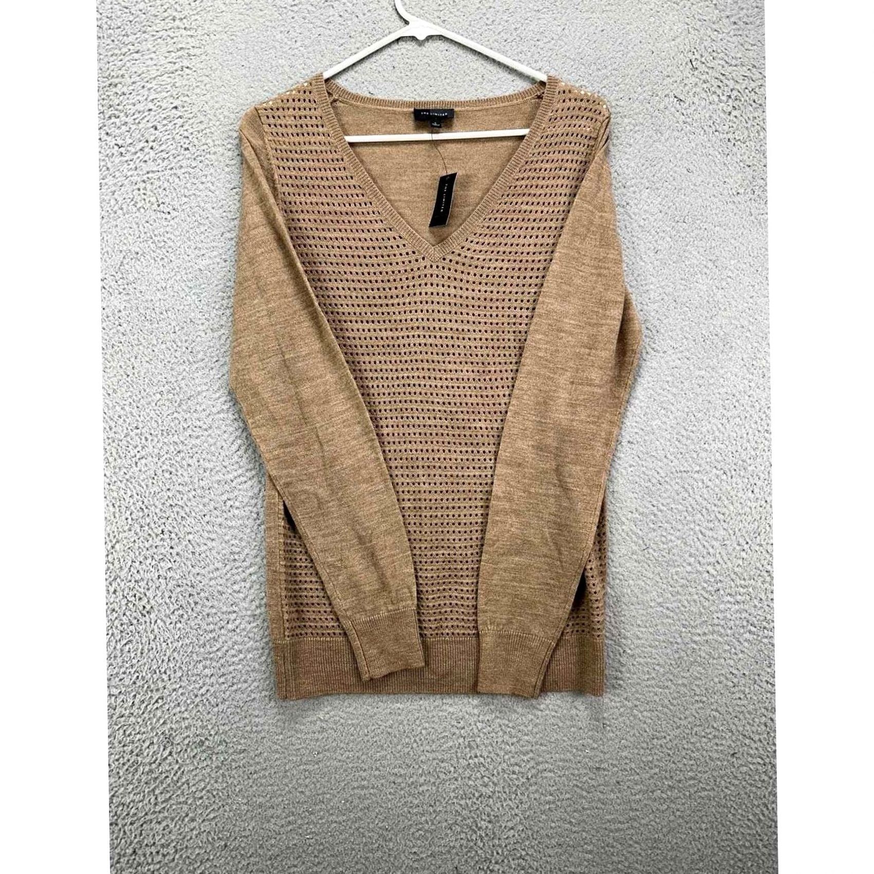 Vintage VINTAGE The Limited Sweater Womens Small Tan Merino Wool Blend V-Neck Knit Pullover NEW Size S / US 4 / IT 40 - 5 Thumbnail