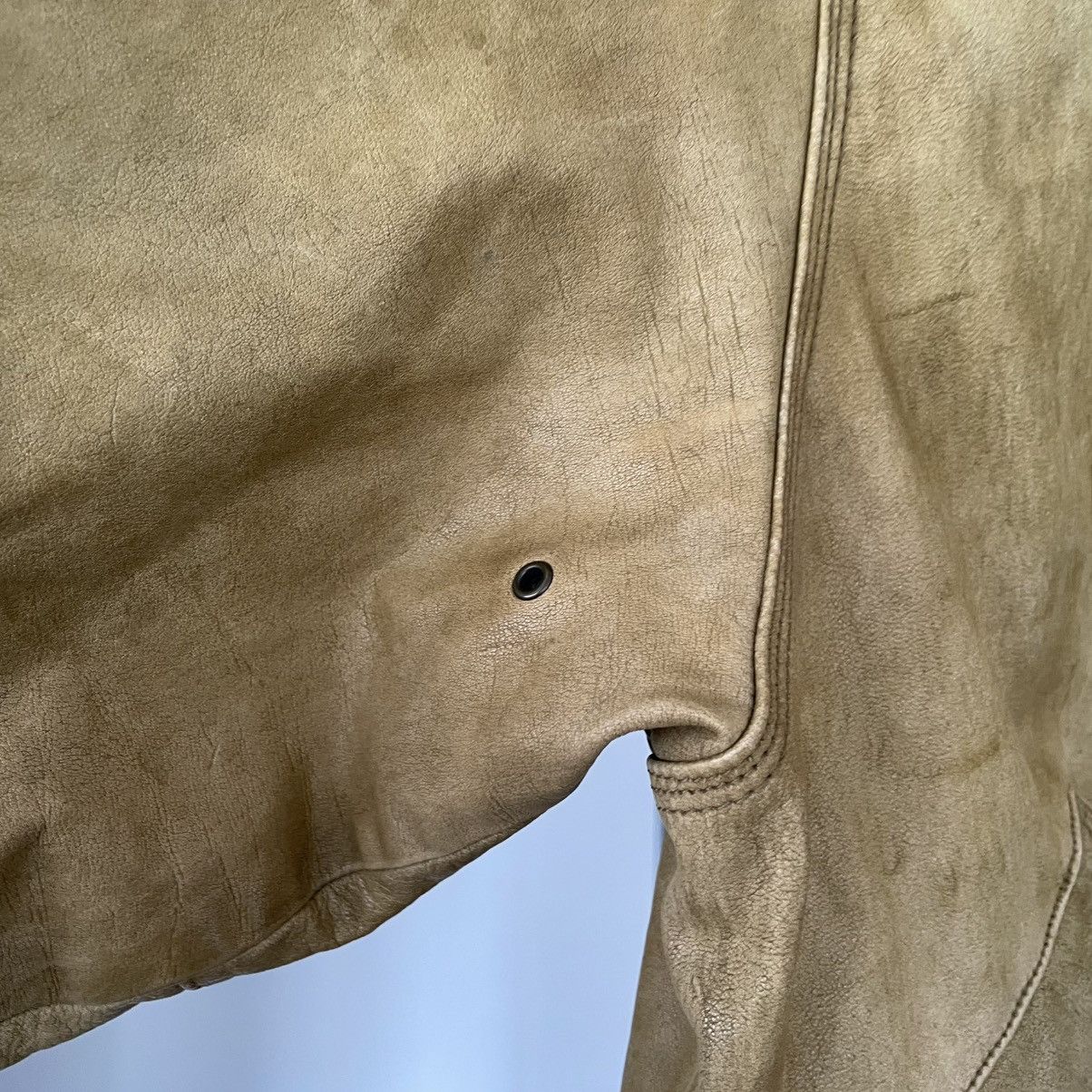 Vintage Yellow Distressed leather jacket Y2K sz M