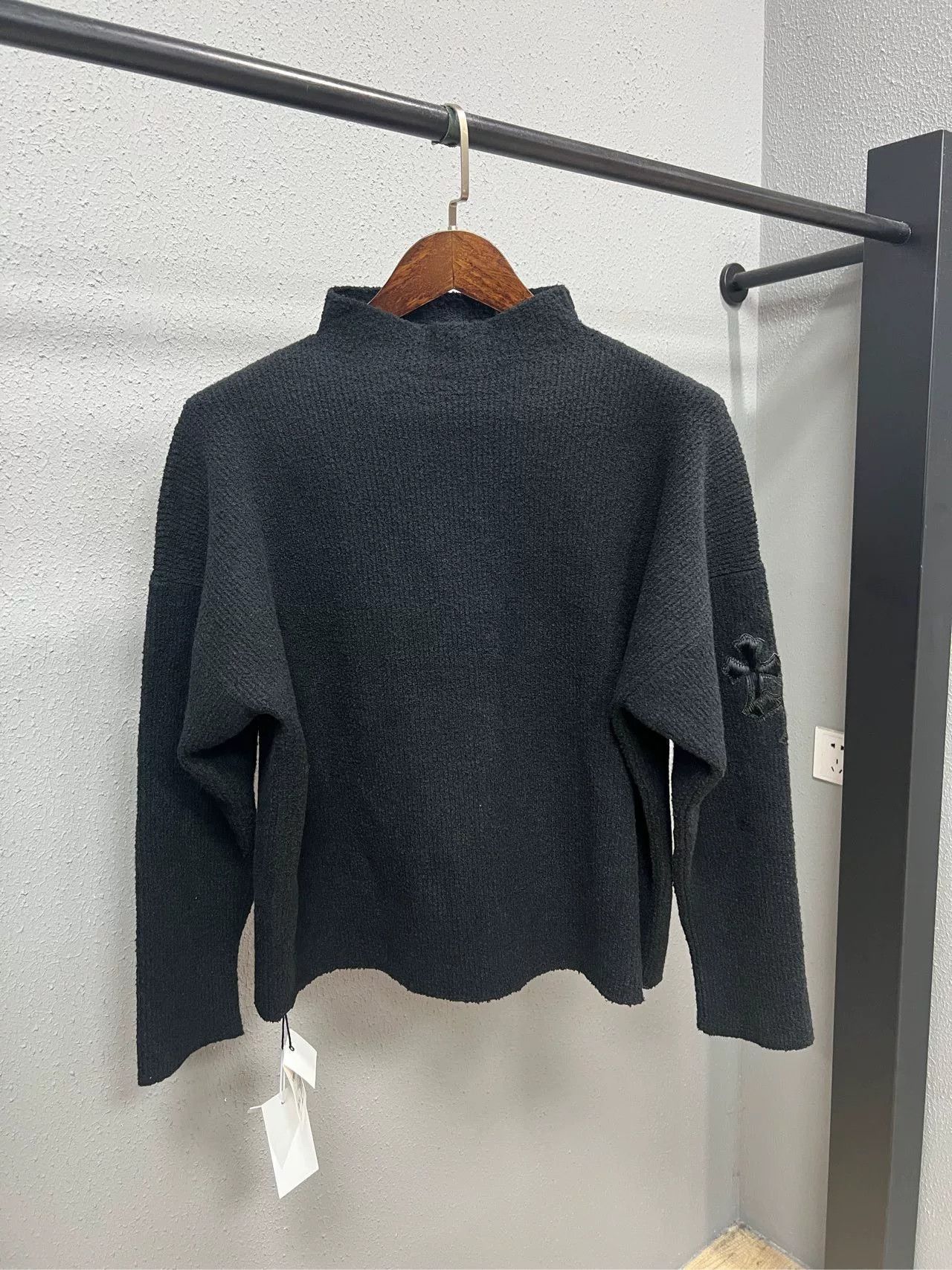 chrome hearts black knit sweater with cross