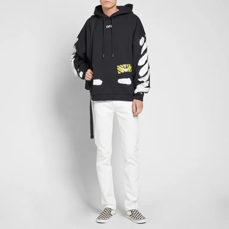 Off-White Black Spray Diagonals Logo Oversized Hoodie Size US XL / EU 56 / 4 - 4 Thumbnail