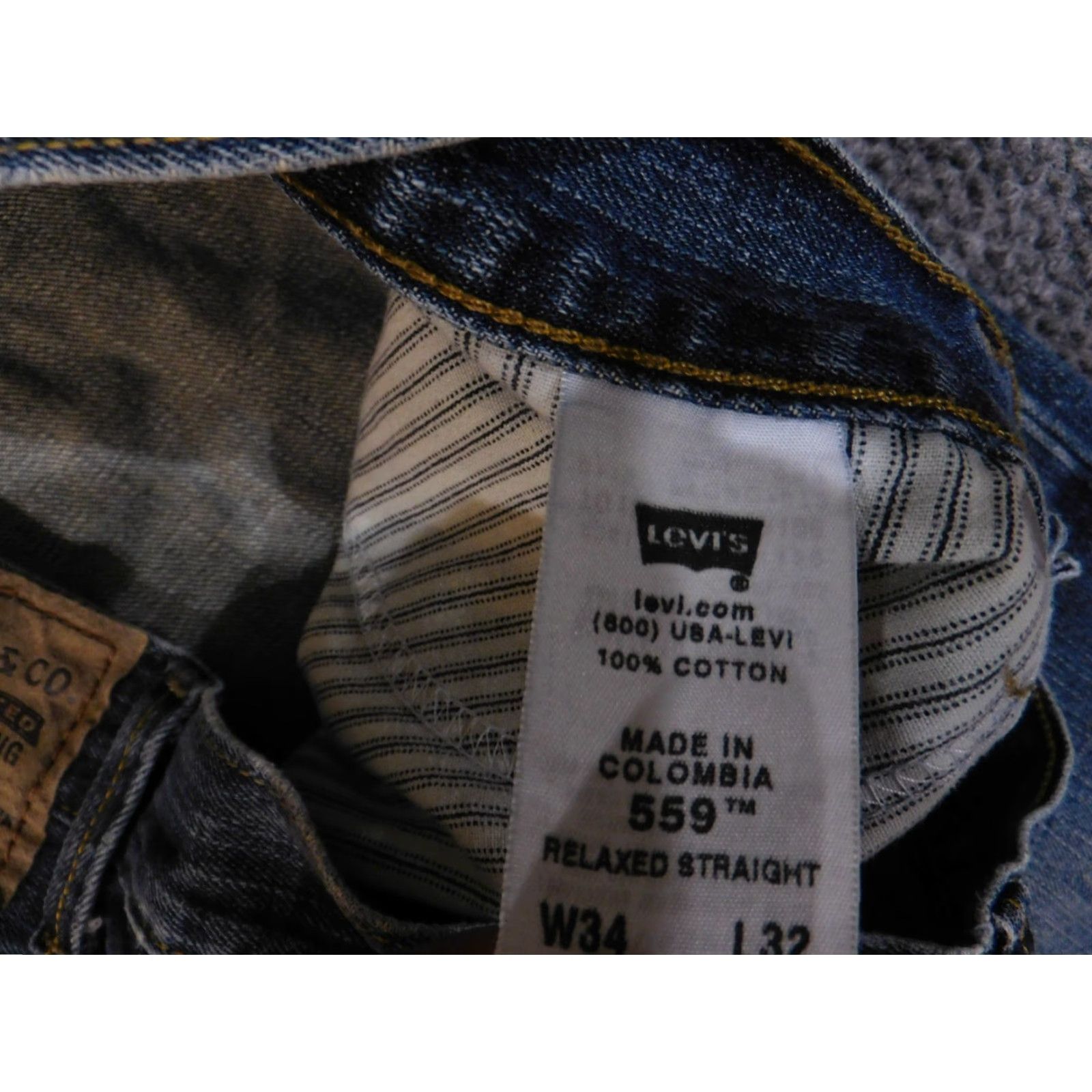 Levi's Levi's 559 Jeans Mens 34x32 Blue Relaxed Straight Denim Pants Classic Wash Size US 34 / EU 50 - 7 Thumbnail