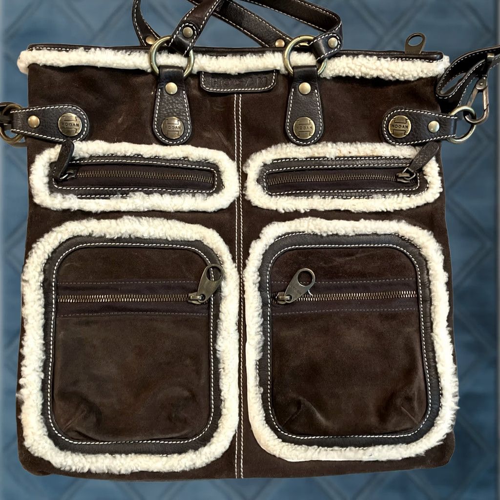 Hogan Hogan Brown Suede Shearling Tote - Dust Bag Size ONE SIZE - 1 Thumbnail