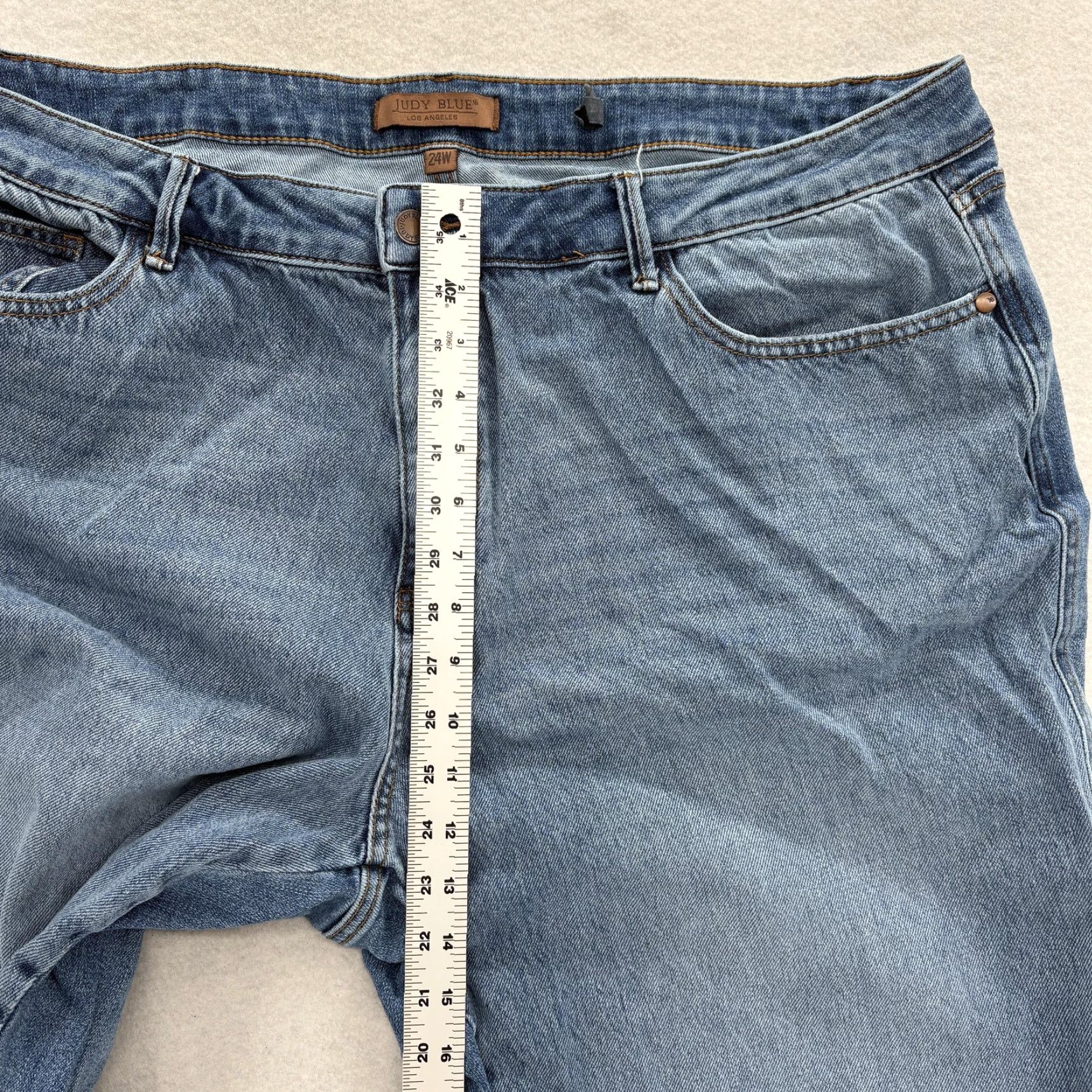 Denime Judy Blue Jeans 24W Boyfriend Fit Ankle Distressed Hem Blue Denim Preppy Womens Size 42" / US 20 - 7 Thumbnail