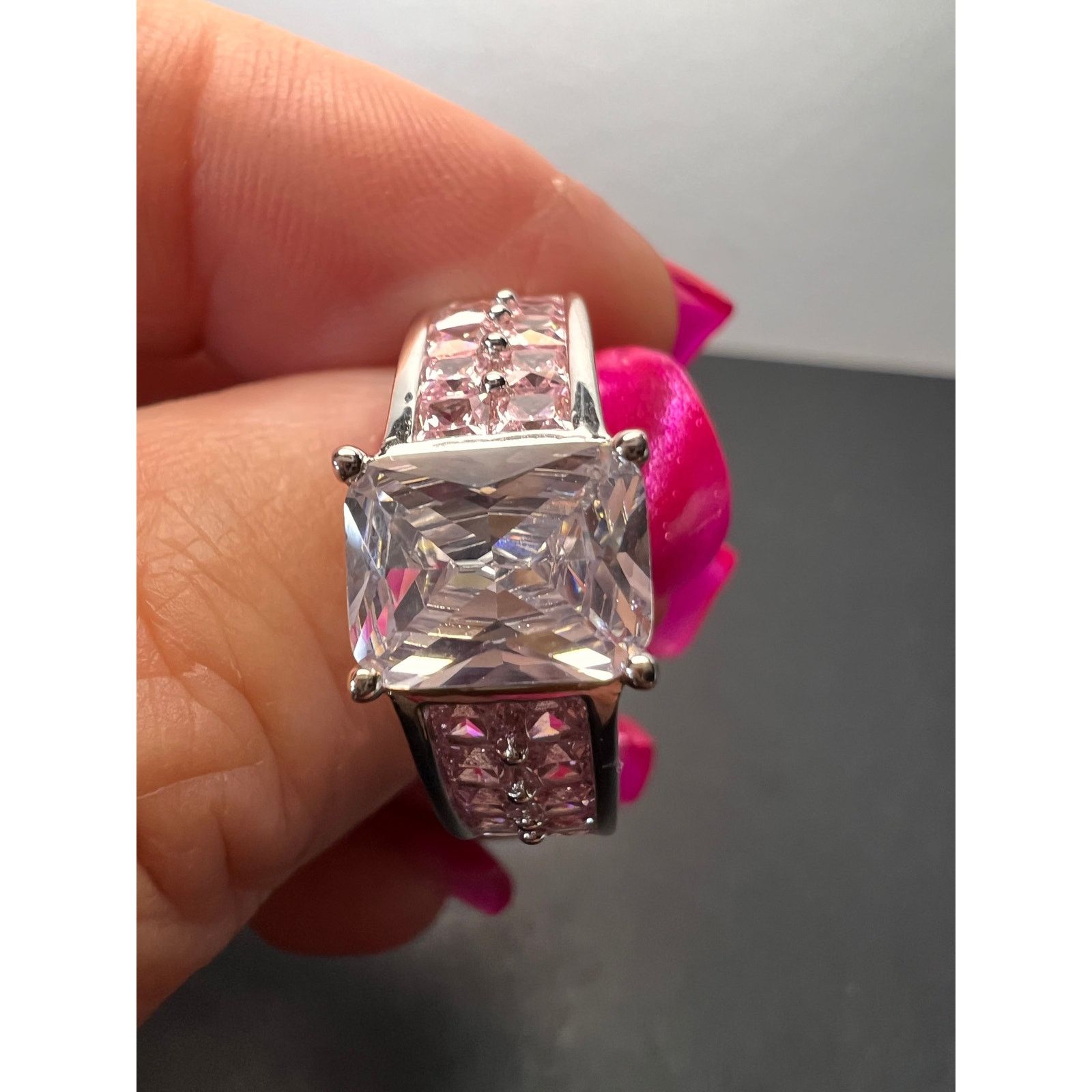 Other Pink and white CZ rhodium over sterling silver ring size 9 Size ONE SIZE - 5 Thumbnail