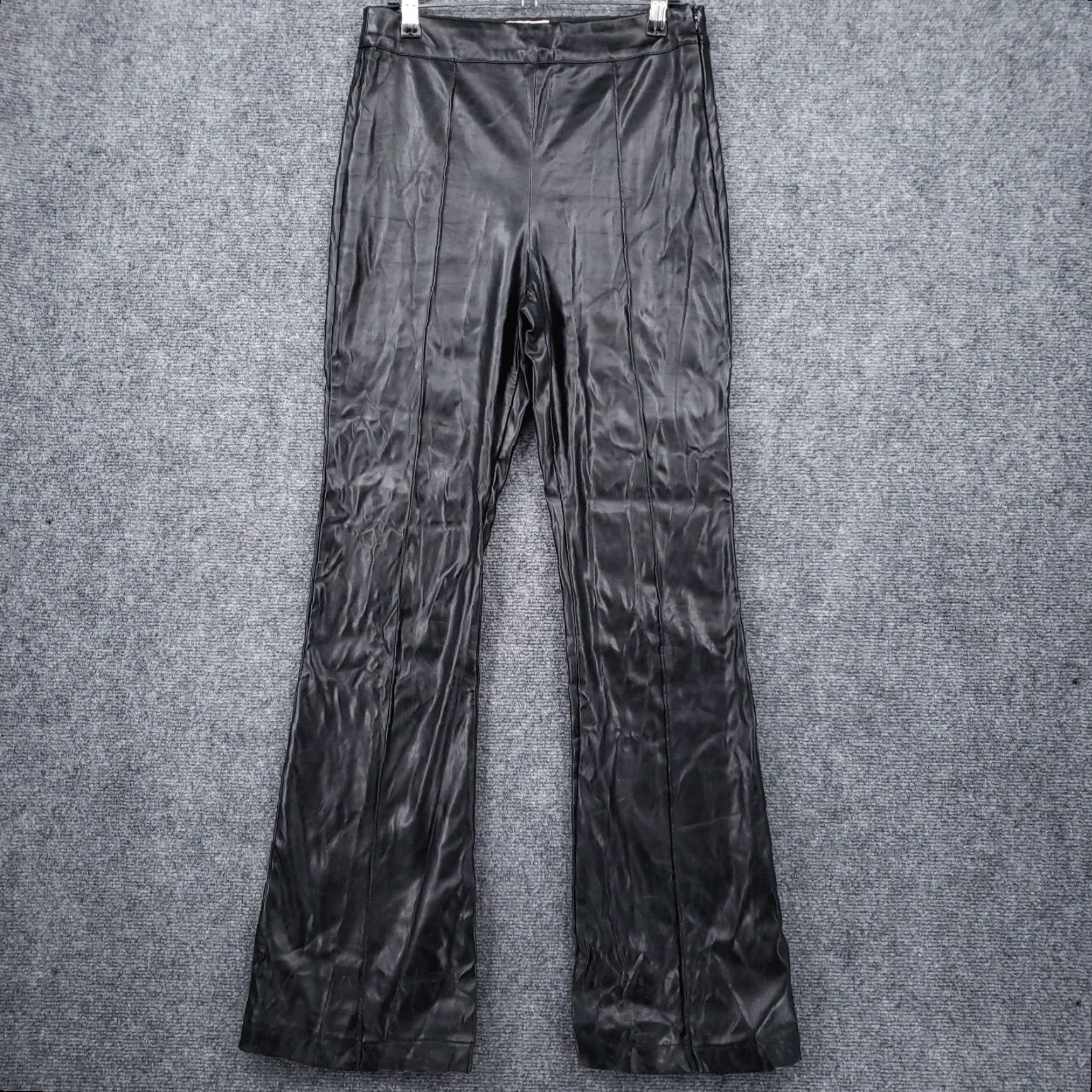 PRINCESS POLLY Princess Polly Pants Womens 4 Black PU Leather High Rise Flared Moto Pants Size 27" / US 4 / IT 40 - 2 Thumbnail