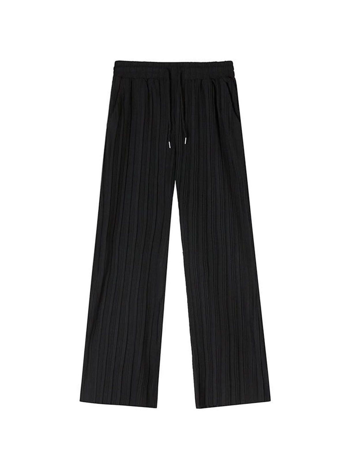 Vintage Black Striped Pleated Wide-Leg Trousers / Pants Size US 32 / EU 48 - 3 Thumbnail