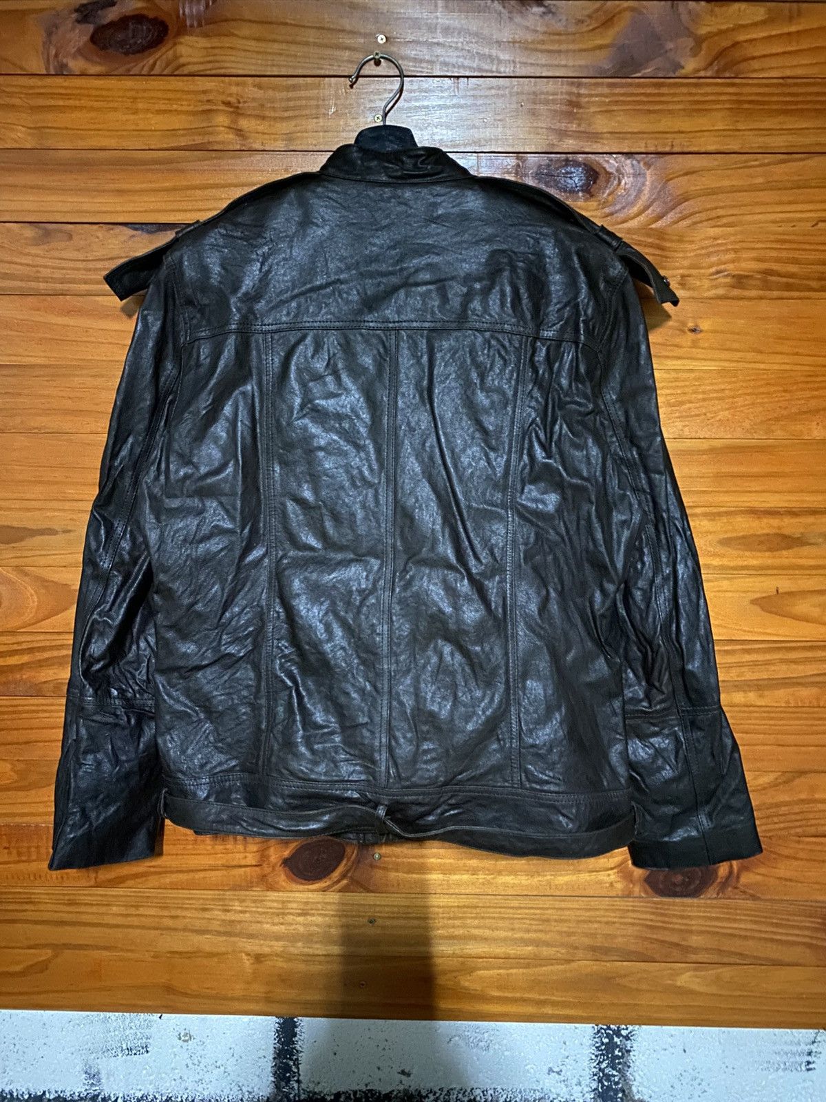 Vintage Vintage Korean Moto-Utility Leather Jacket Dark Brown Size US M / EU 48-50 / 2 - 8 Thumbnail