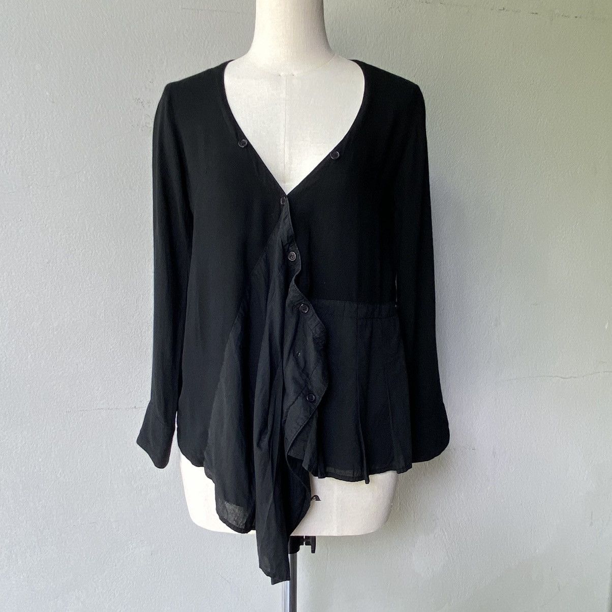 Designer × Japanese Brand SEDMIKRASKY Black Draped Asymmetric Blouse Size L / US 10 / IT 46 - 19 Thumbnail