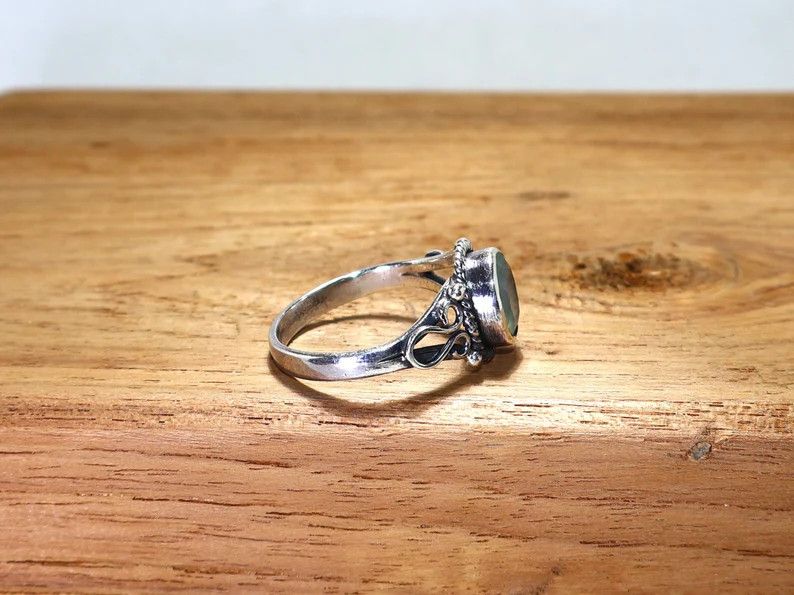 Handmade Handmade Chalcedony Ring: Oval Gemstone, 925 Silver Ring Size ONE SIZE - 5 Thumbnail