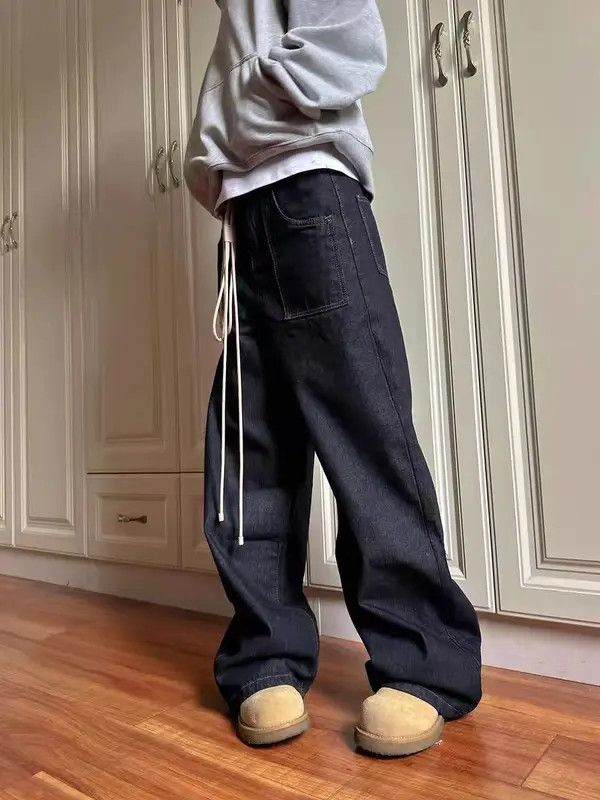 Japanese Brand Vintage washed black Y2K straight leg baggy jeans Size US 33 - 6 Thumbnail