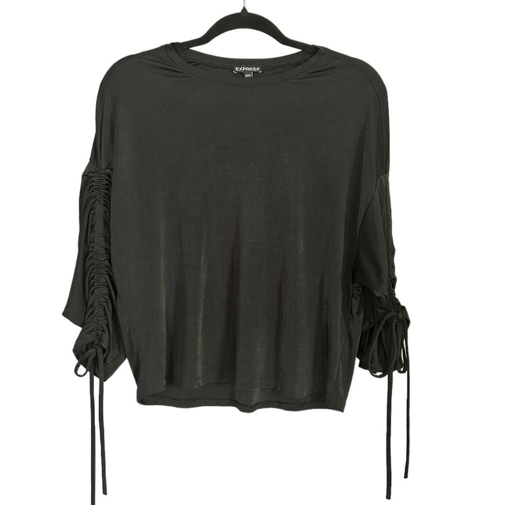 Express Express l Black Oversized Blouse W Drawstring Sleeves XS Size XS / US 0-2 / IT 36-38 - 2 Thumbnail